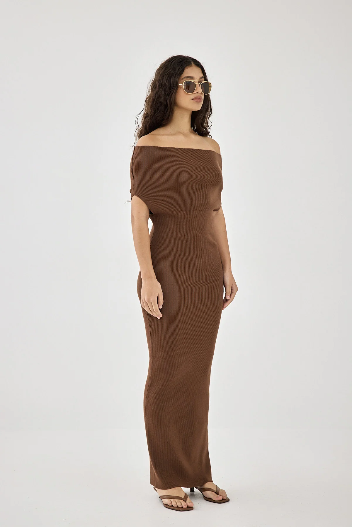 Off Shoulder Tight Ribbed Dress - Image 4