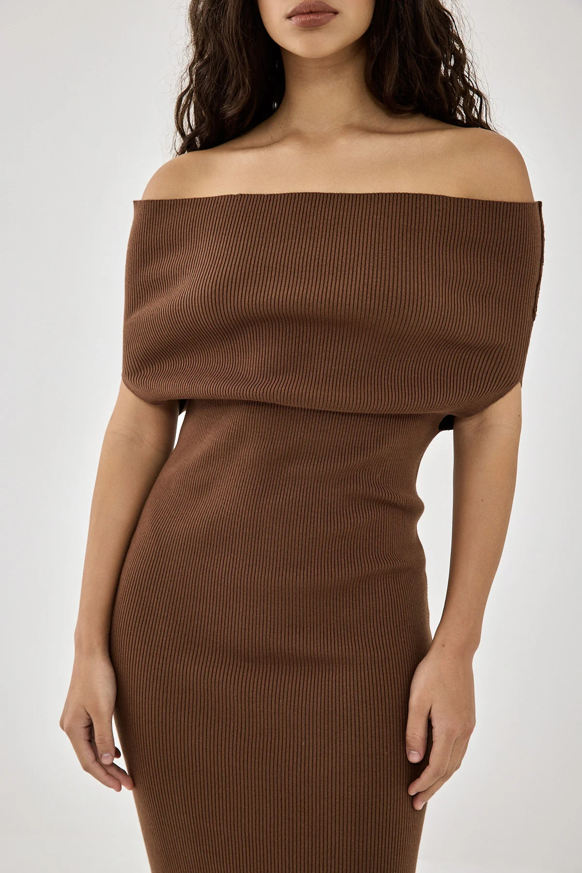 Off Shoulder Tight Ribbed Dress - Image 7
