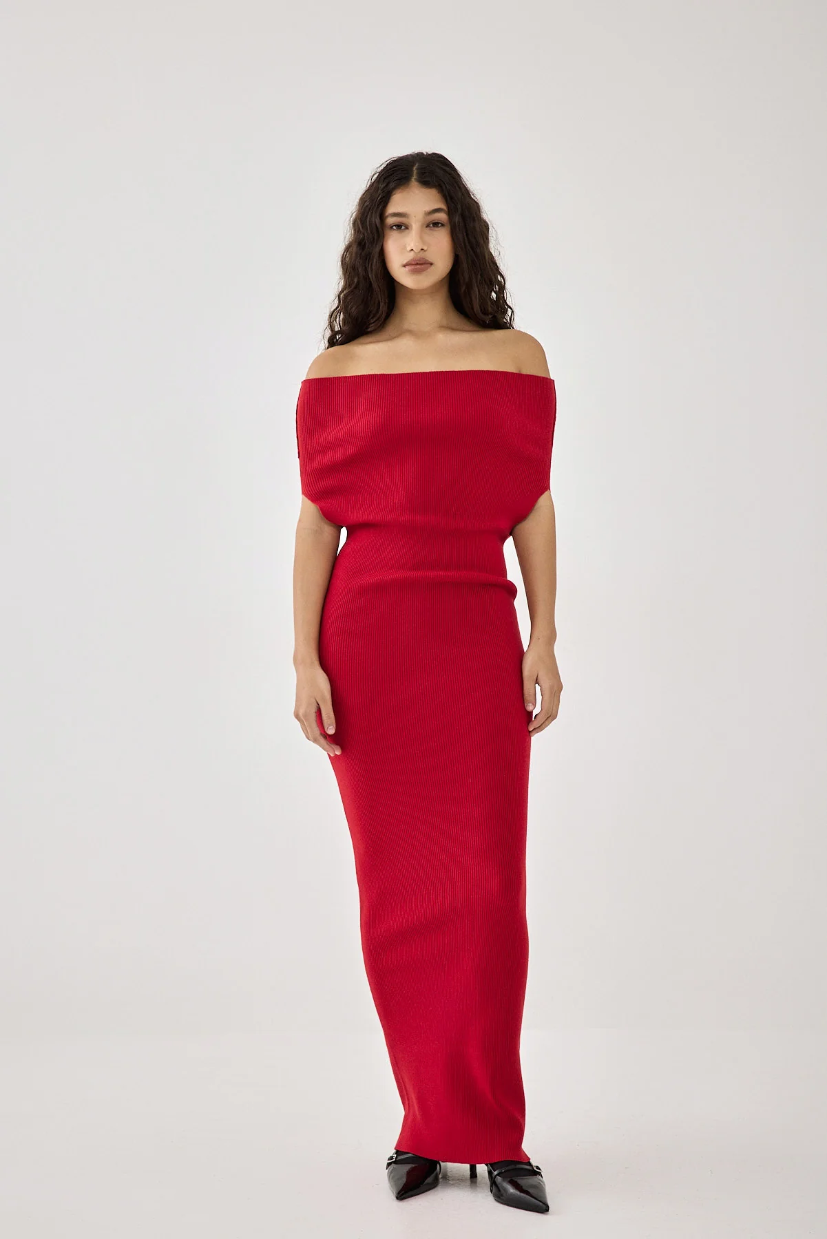 Off Shoulder Tight Ribbed Dress