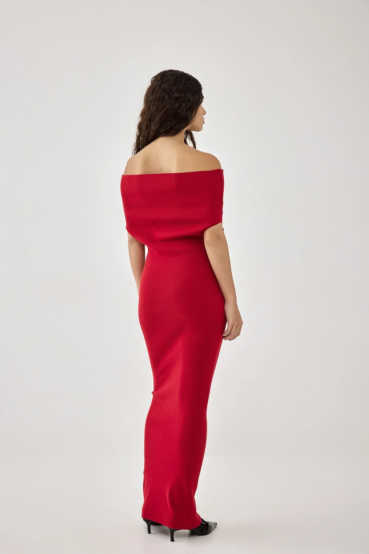 Off Shoulder Tight Ribbed Dress - Image 5