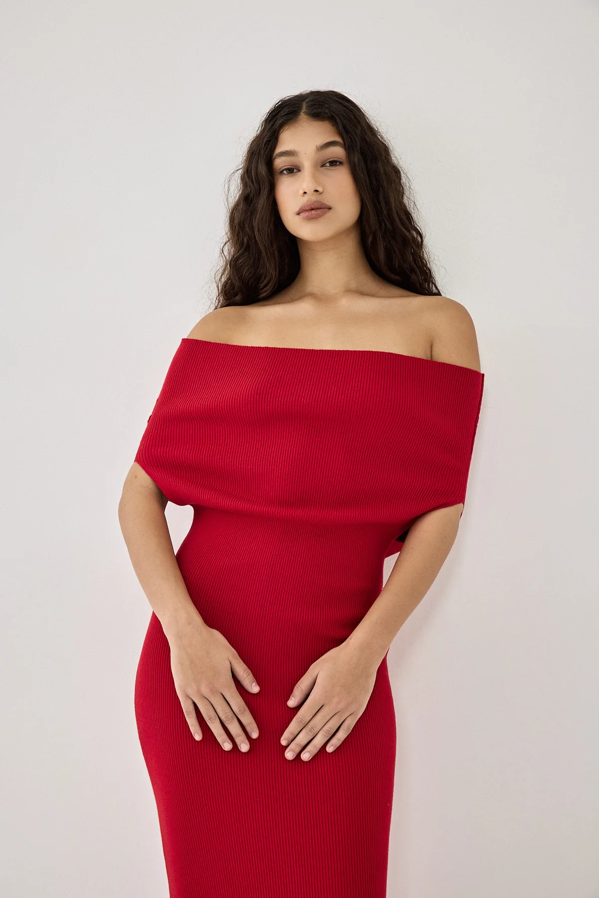 Off Shoulder Tight Ribbed Dress - Image 6
