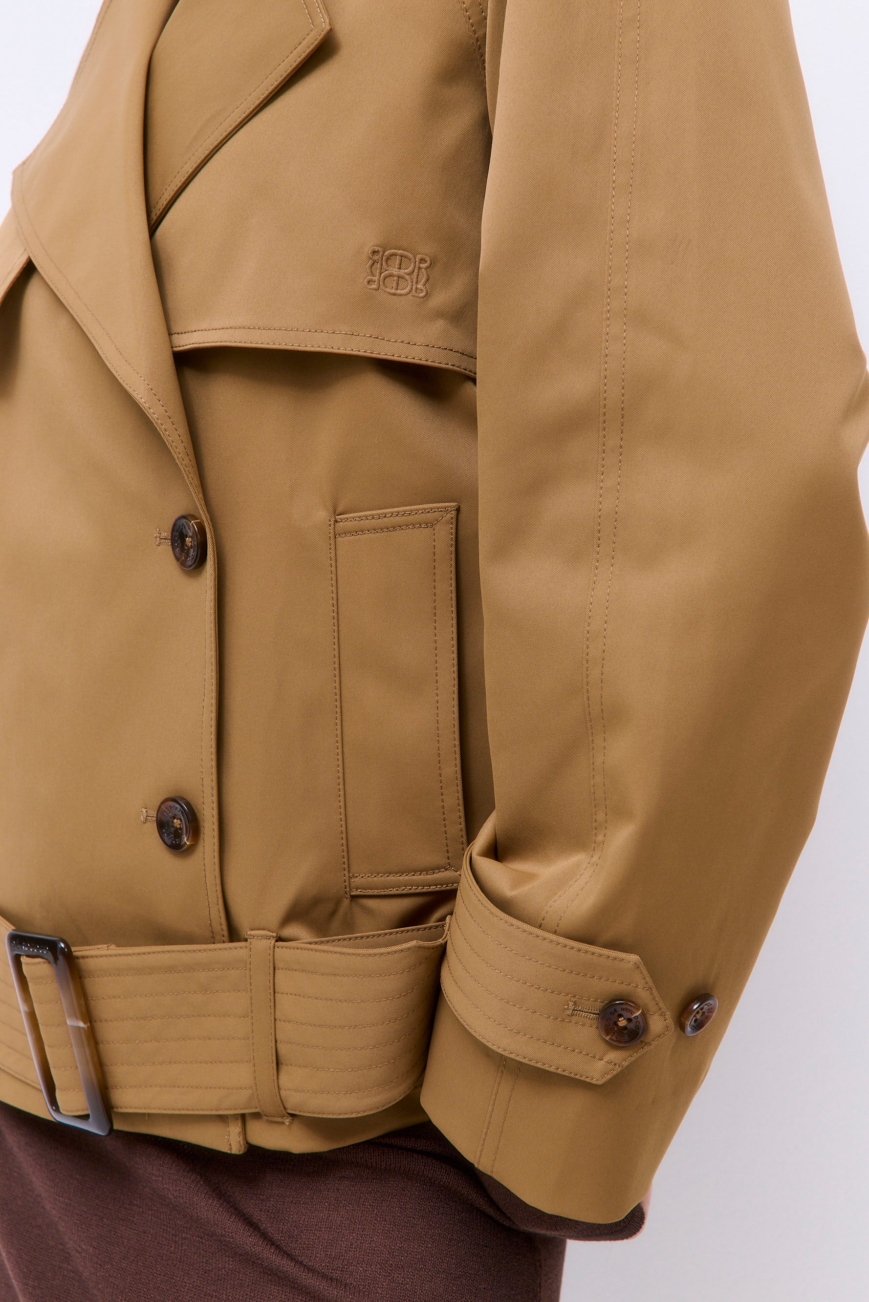 Oversized Cropped Double Breasted Trench Coat - Image 7