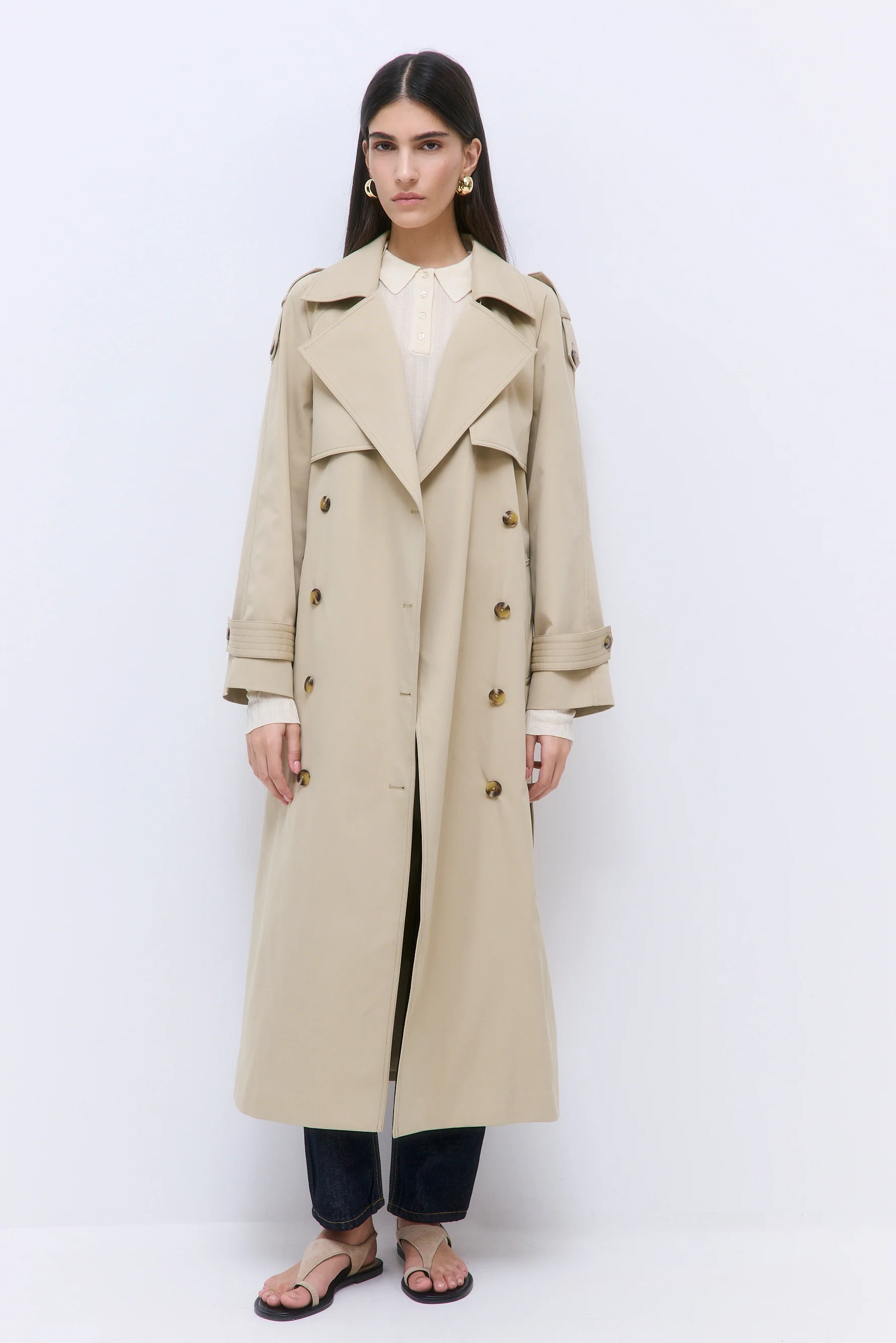 Oversized Double Breasted Trench Coat - Image 9