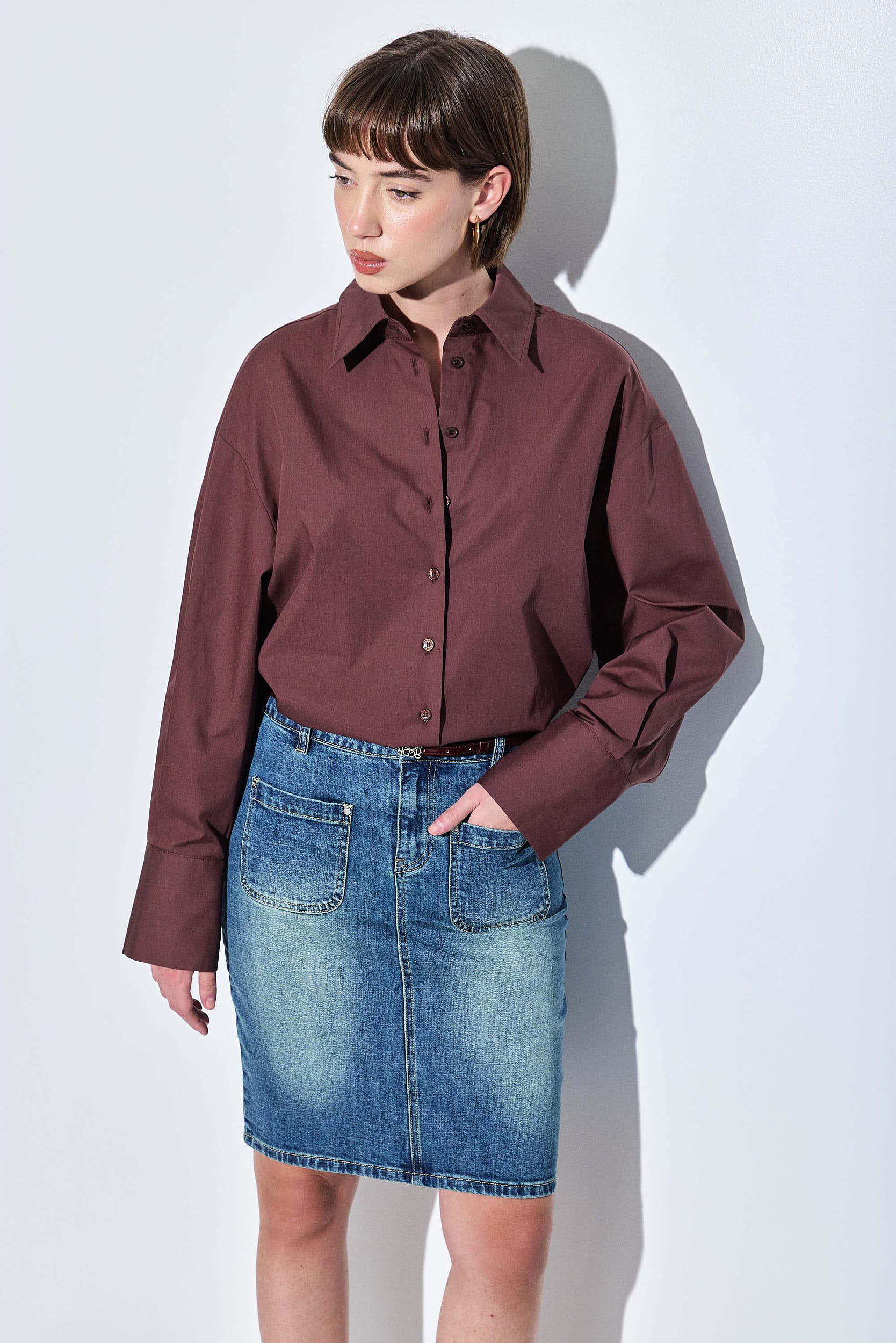 Oversized Poplin Button Down Shirt - Image 3