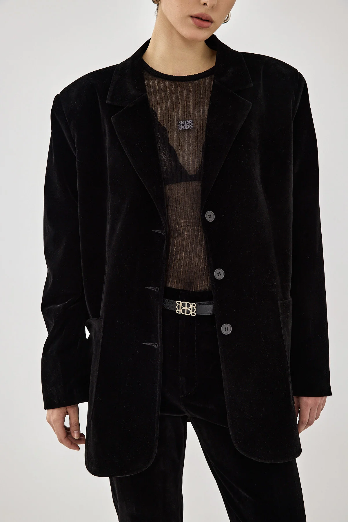 Oversized Rigid Velvet Blazer - Image 6