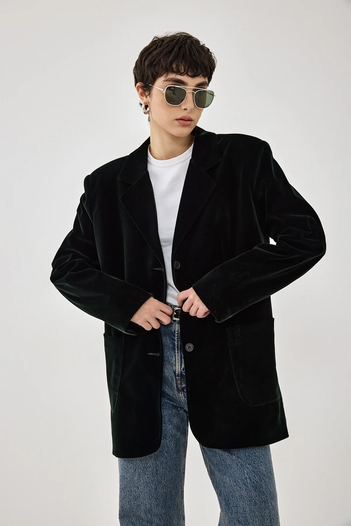 Oversized Rigid Velvet Blazer