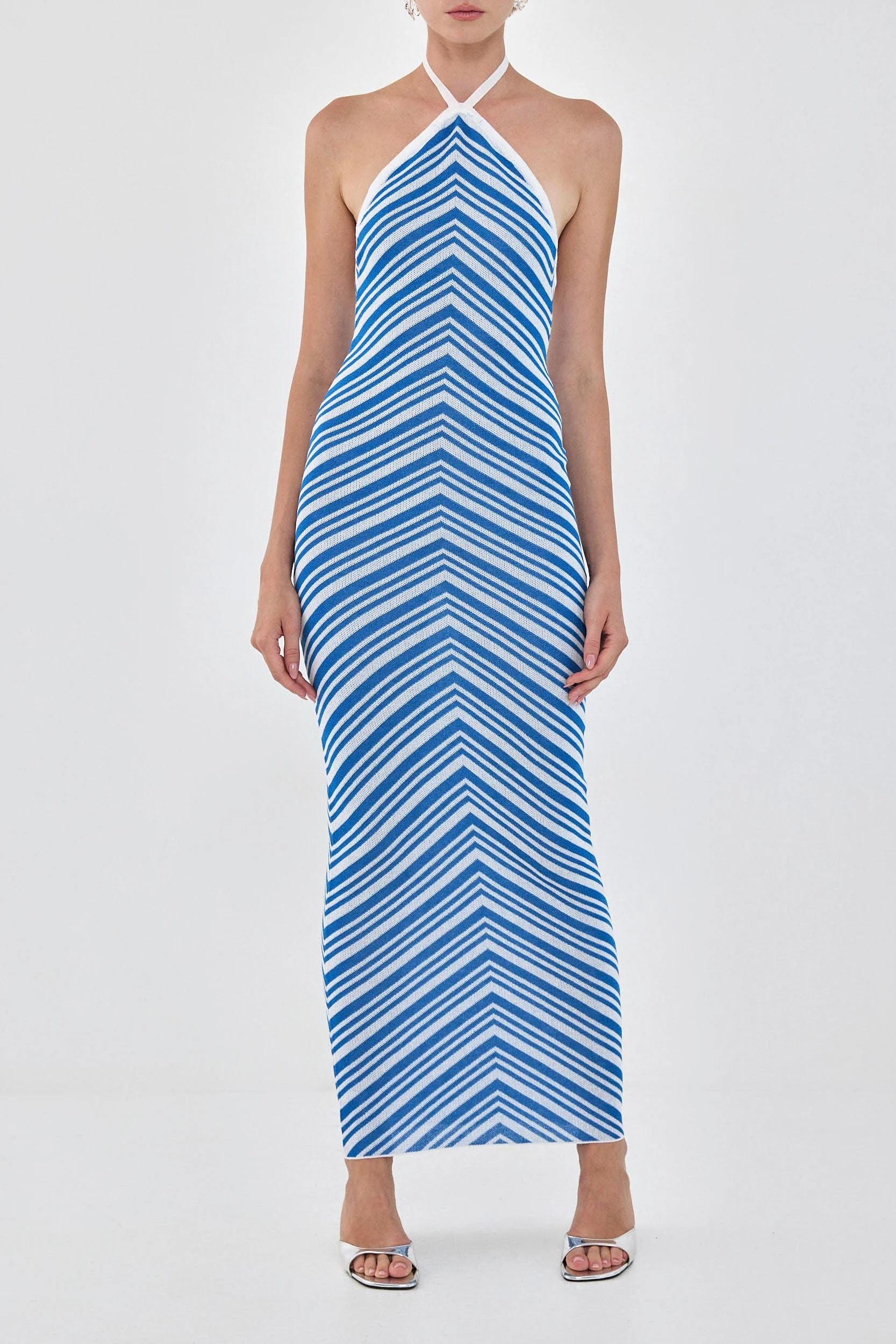 Pattern Knitted Collar Maxi Dress - Image 2