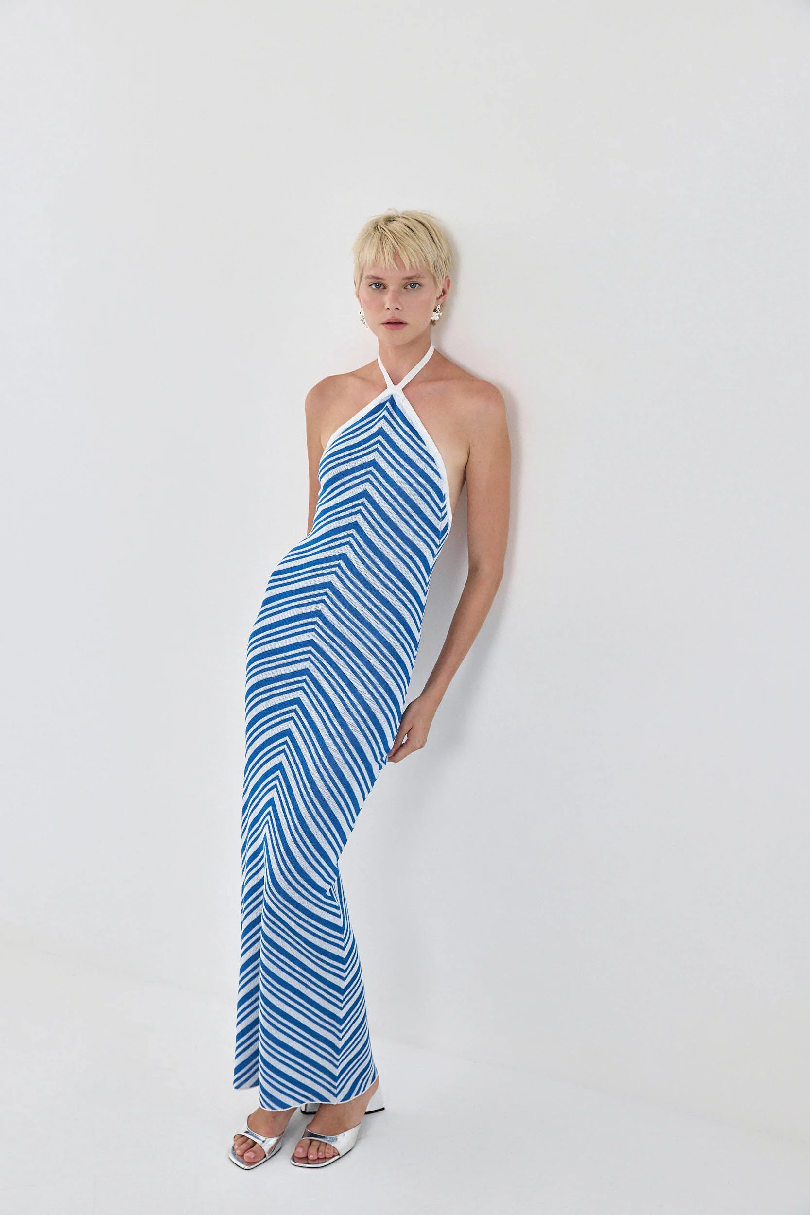 Pattern Knitted Collar Maxi Dress - Image 3