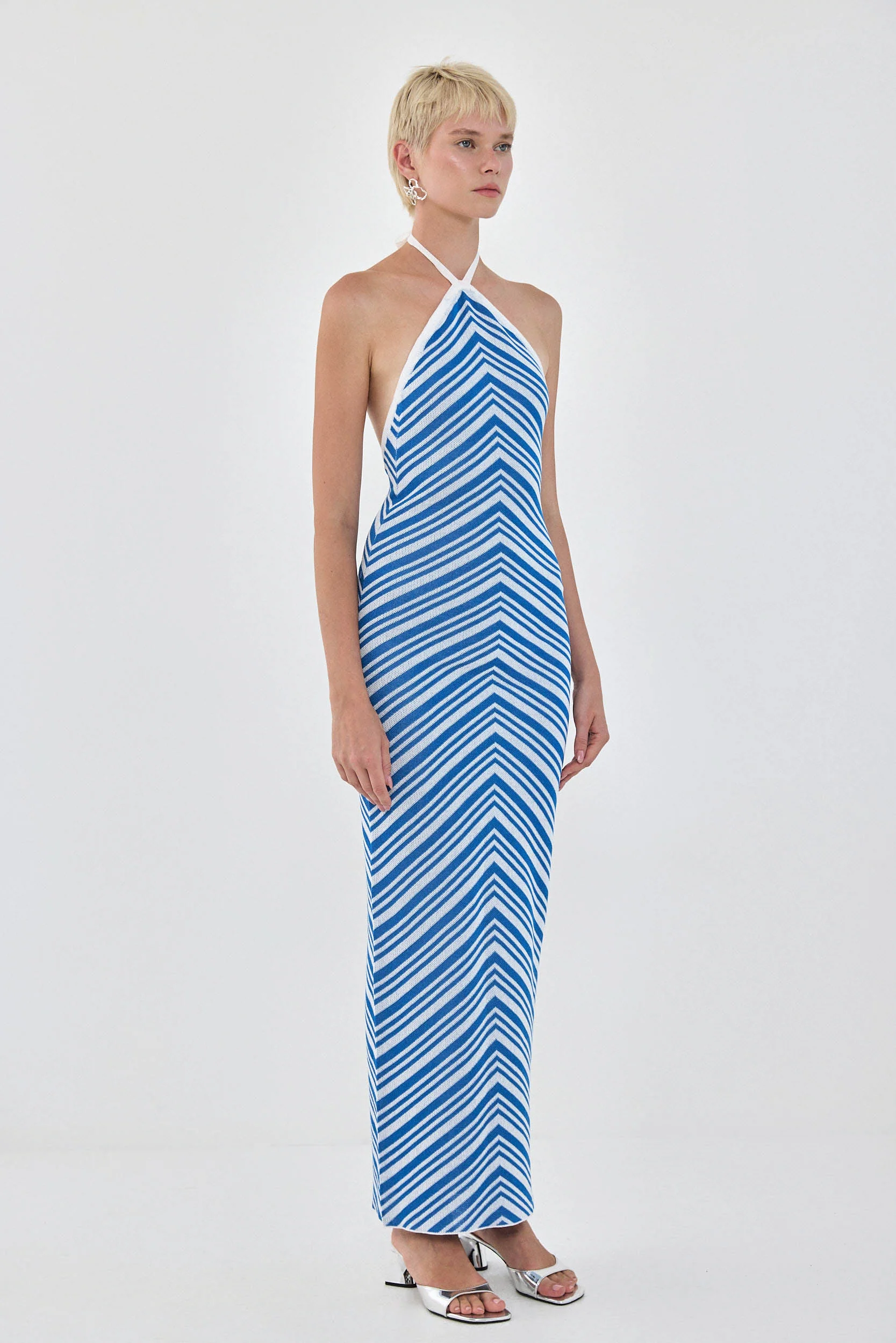 Pattern Knitted Collar Maxi Dress - Image 4
