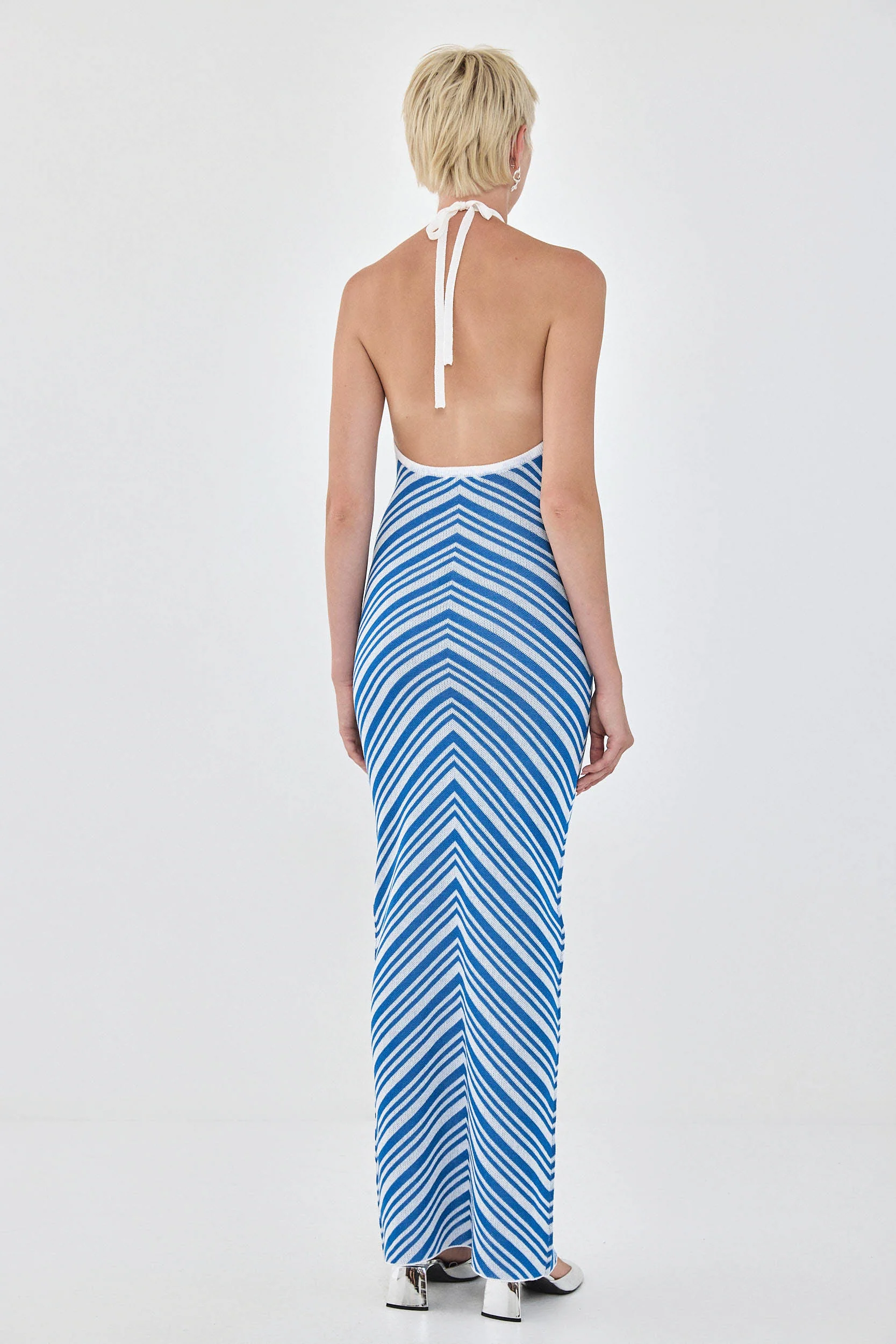 Pattern Knitted Collar Maxi Dress - Image 5