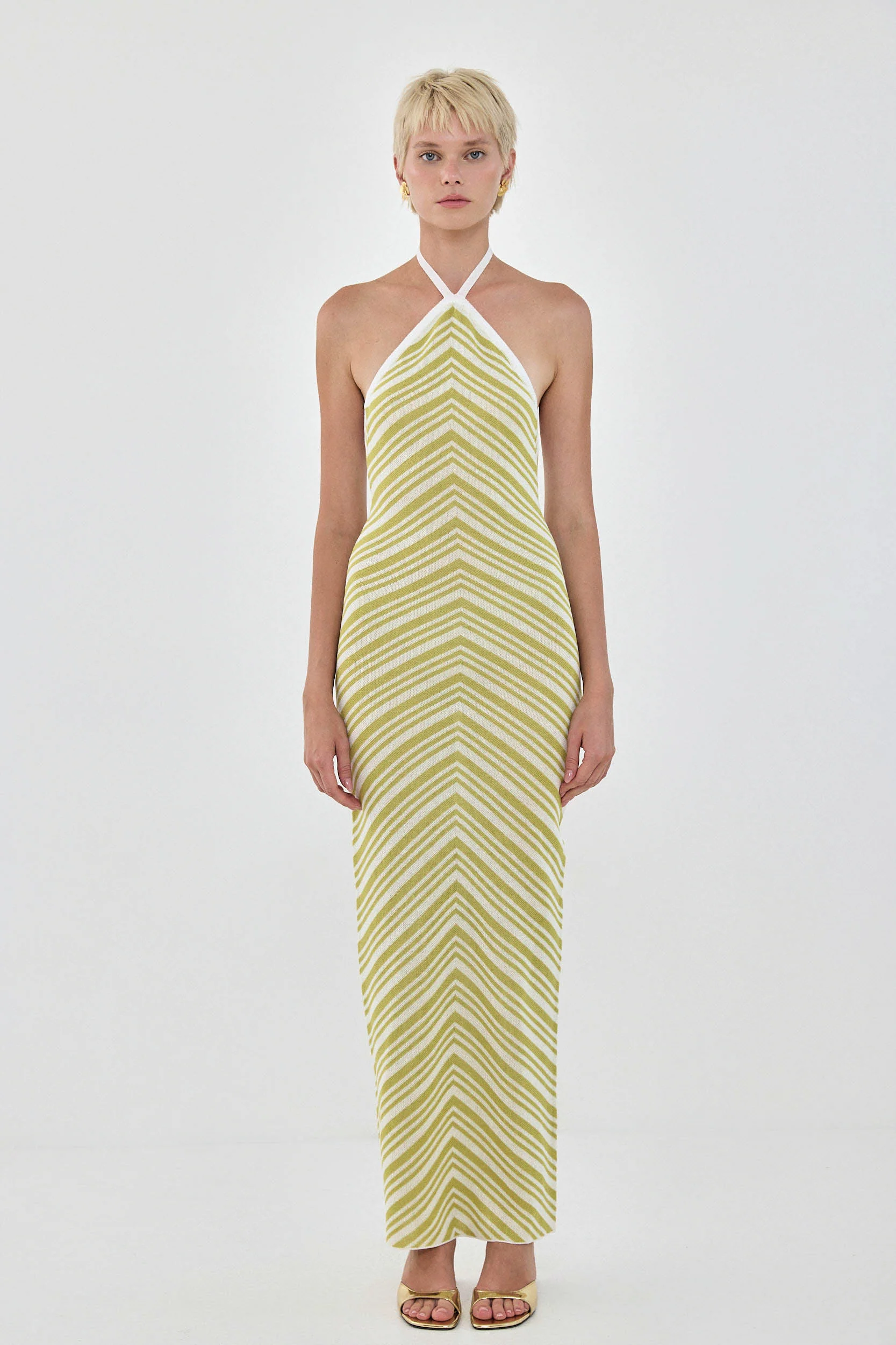 Pattern Knitted Collar Maxi Dress