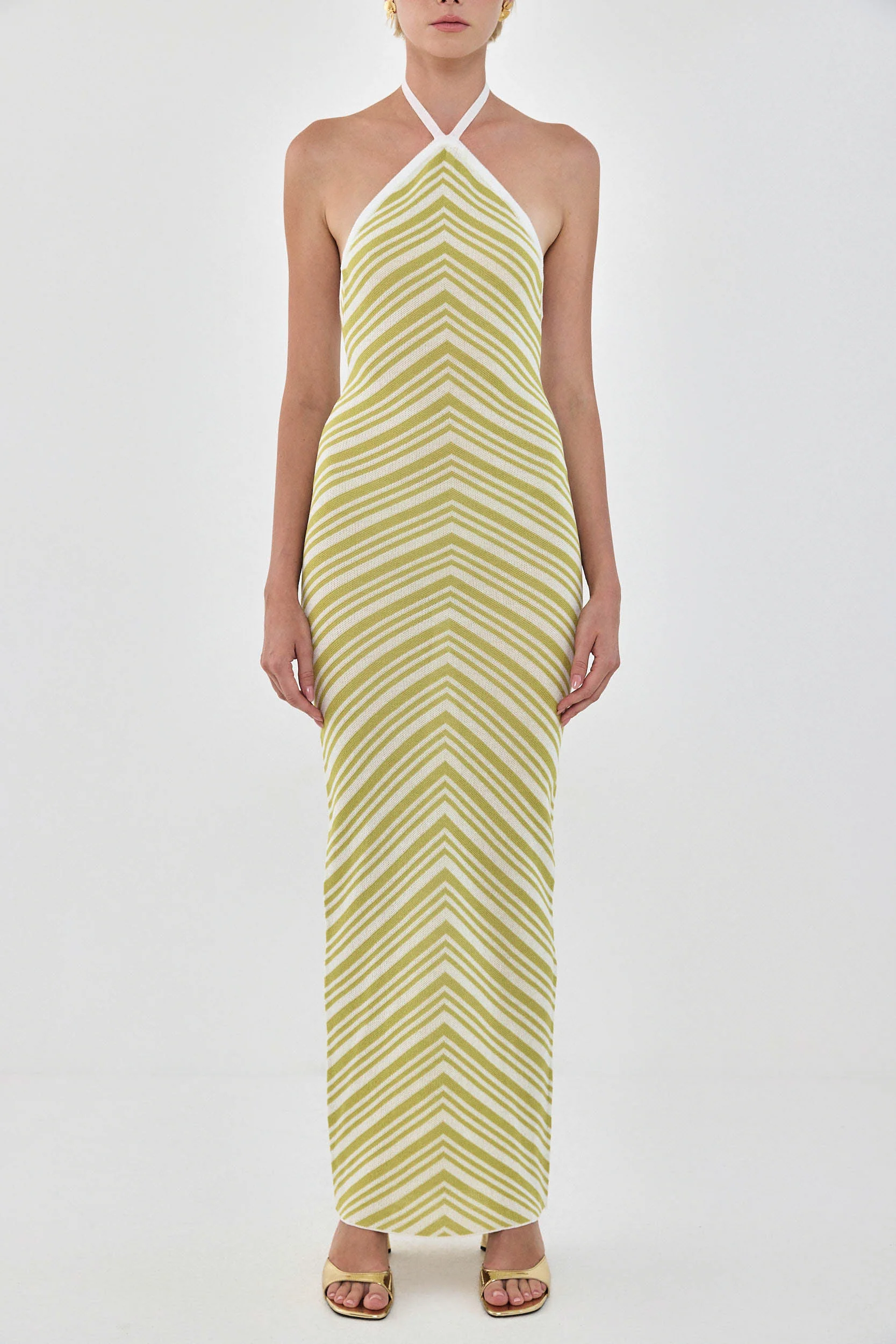 Pattern Knitted Collar Maxi Dress - Image 2