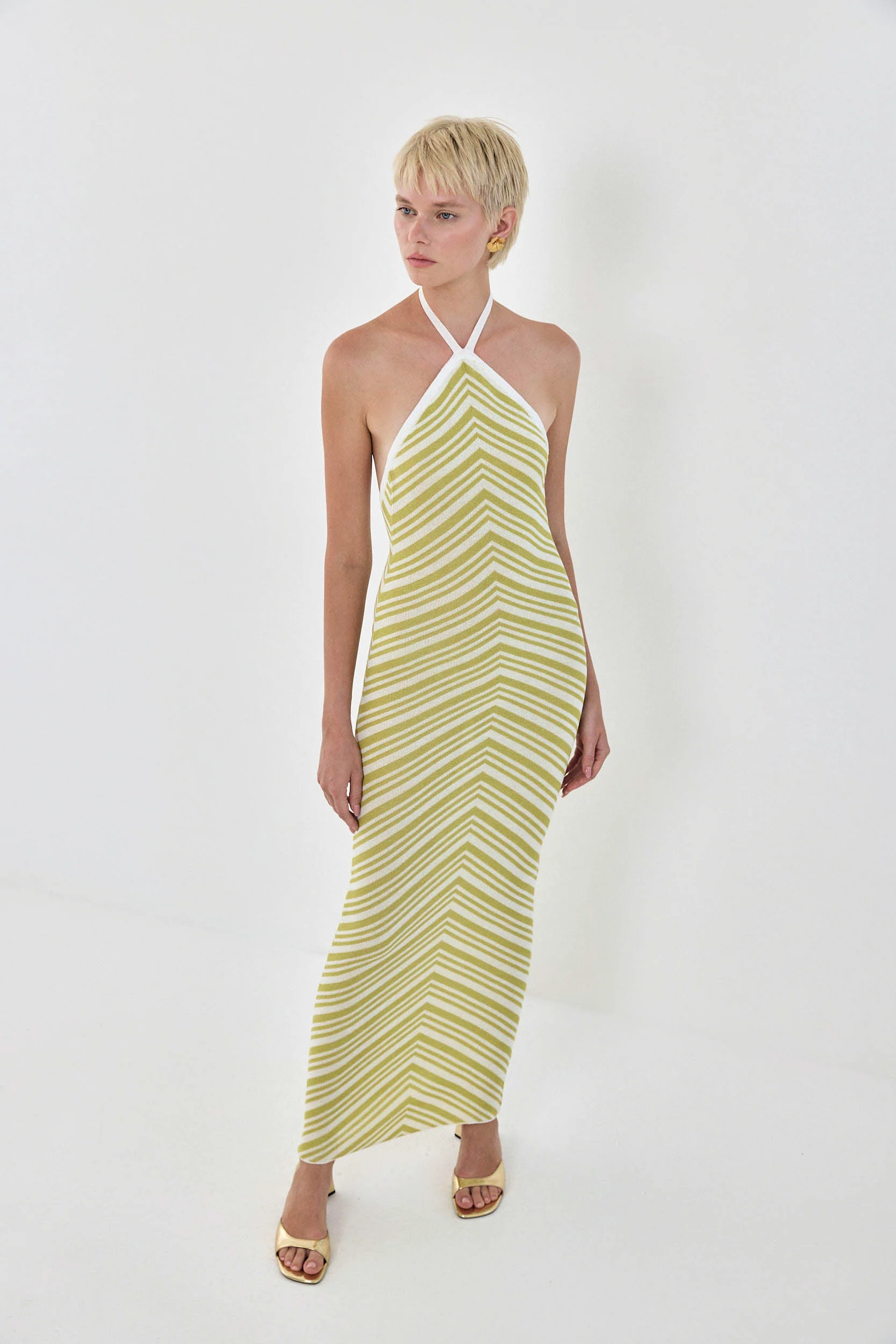 Pattern Knitted Collar Maxi Dress - Image 3