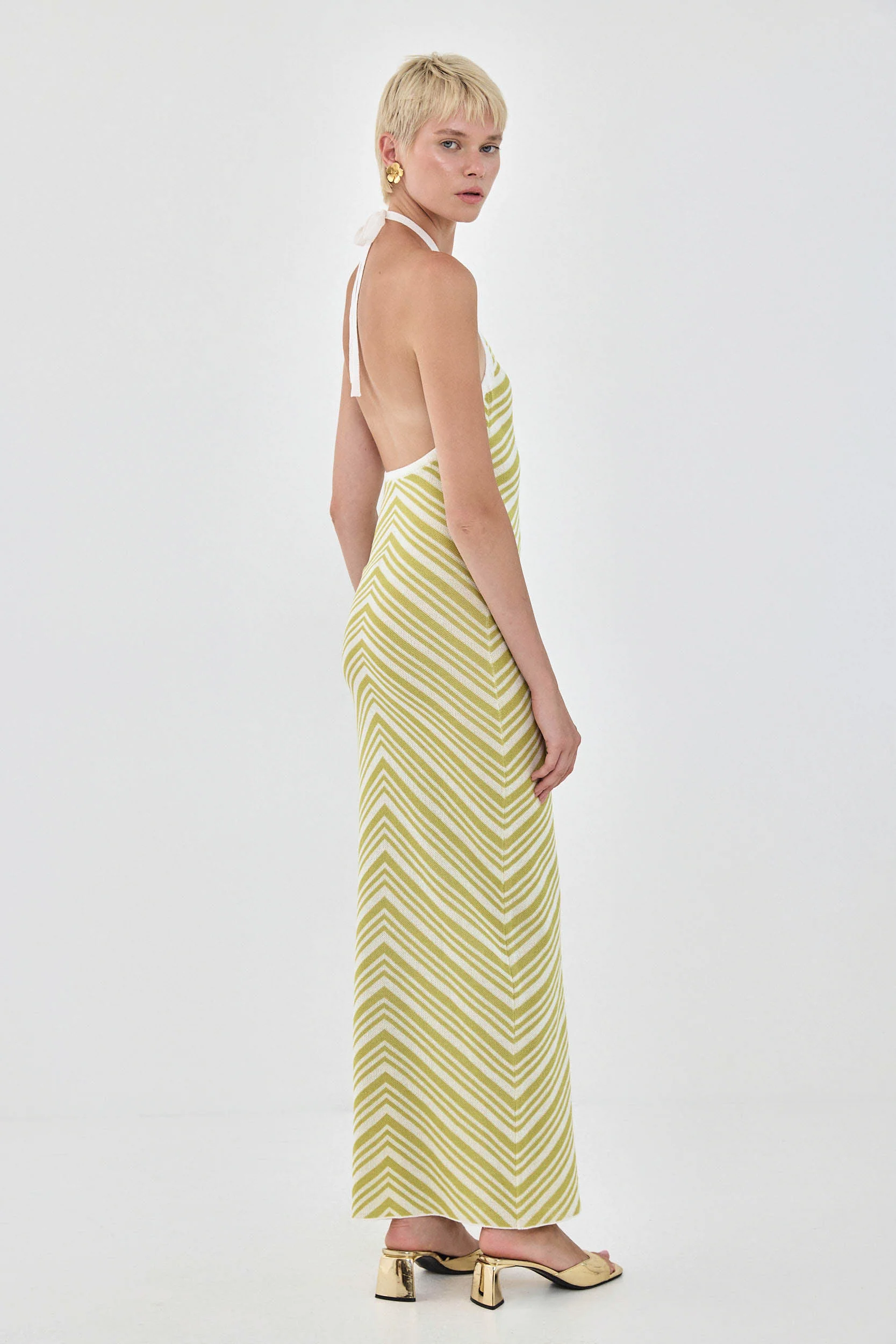 Pattern Knitted Collar Maxi Dress - Image 5