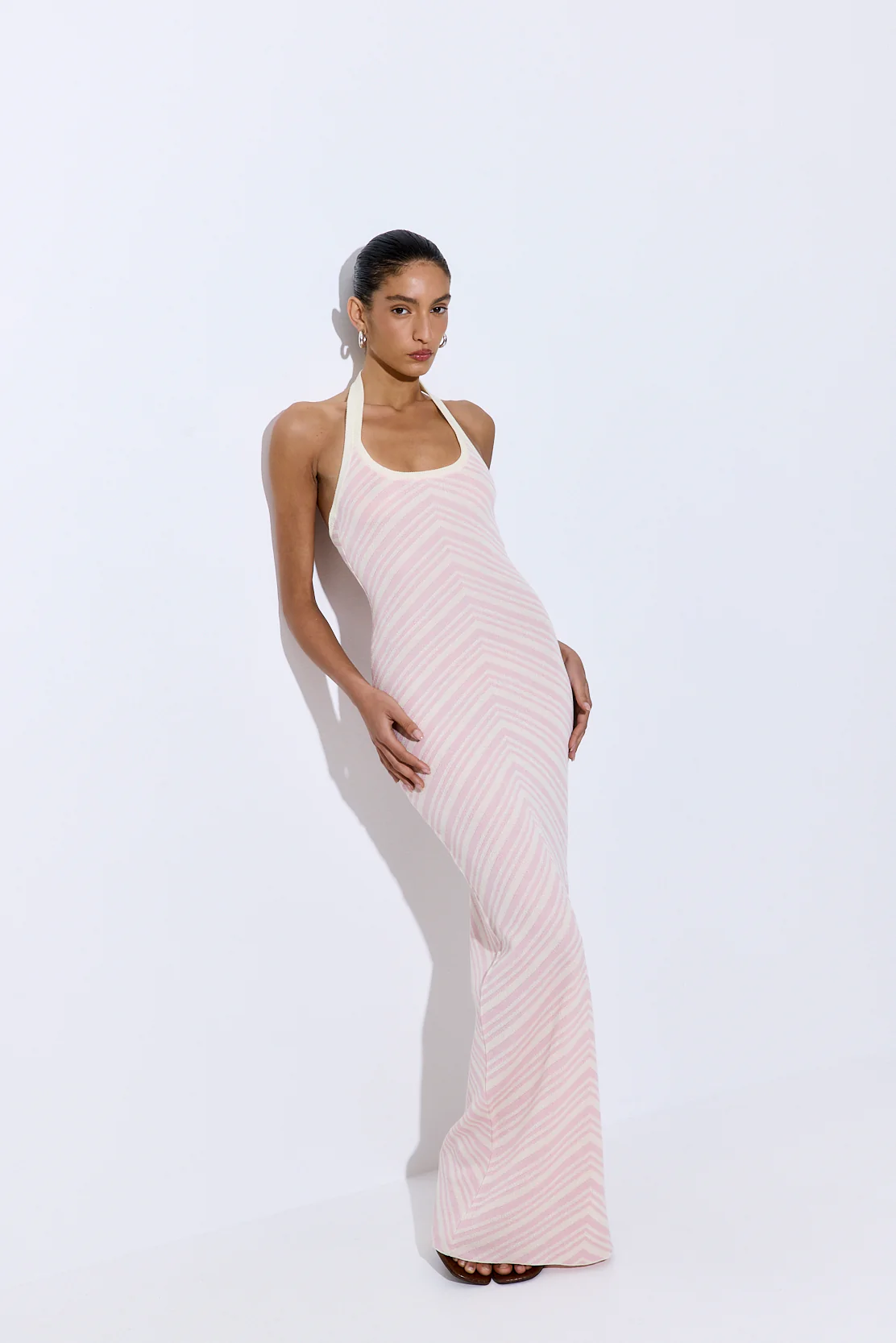Pattern Knitted Halter Neck Dress - Image 3