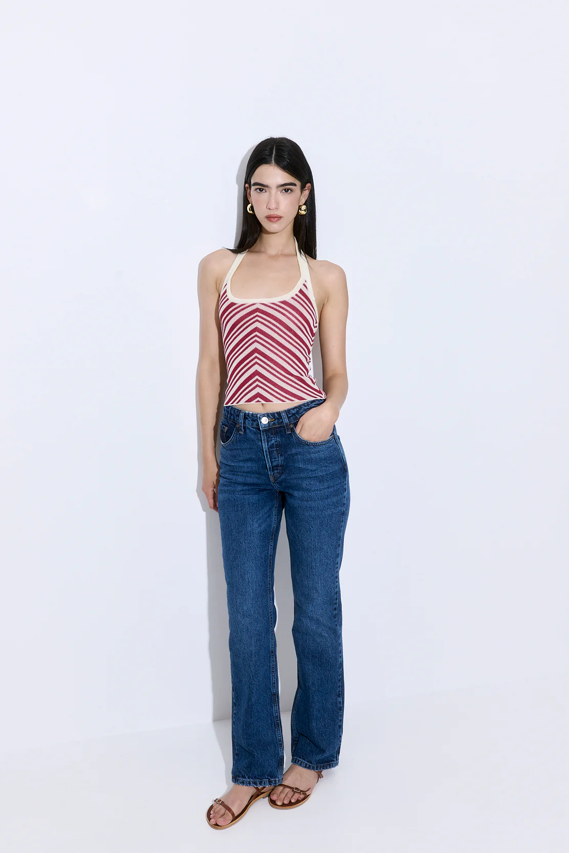 Pattern Knitted Halter Neck Top - Image 3