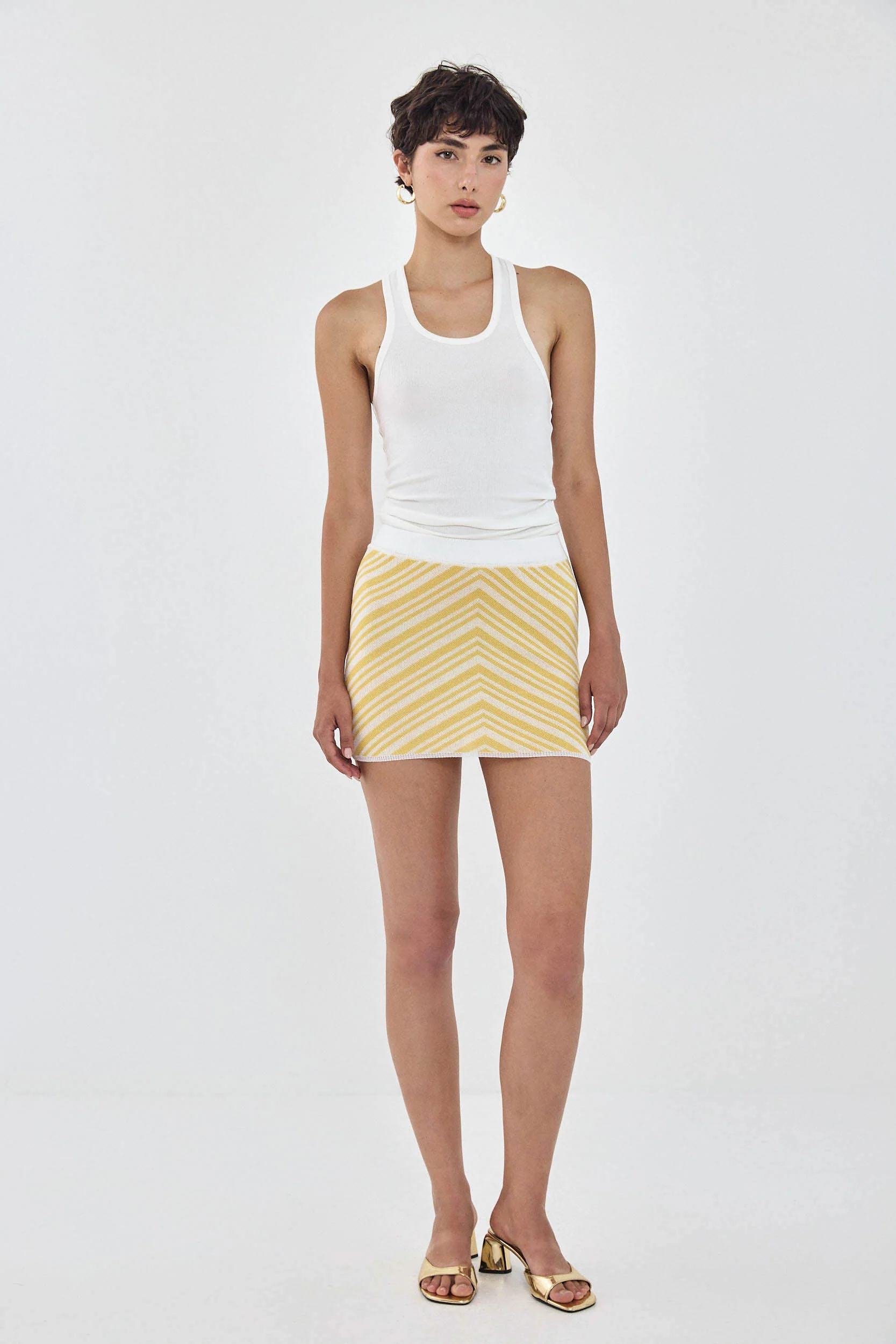 Pattern Knitted Mini Skirt