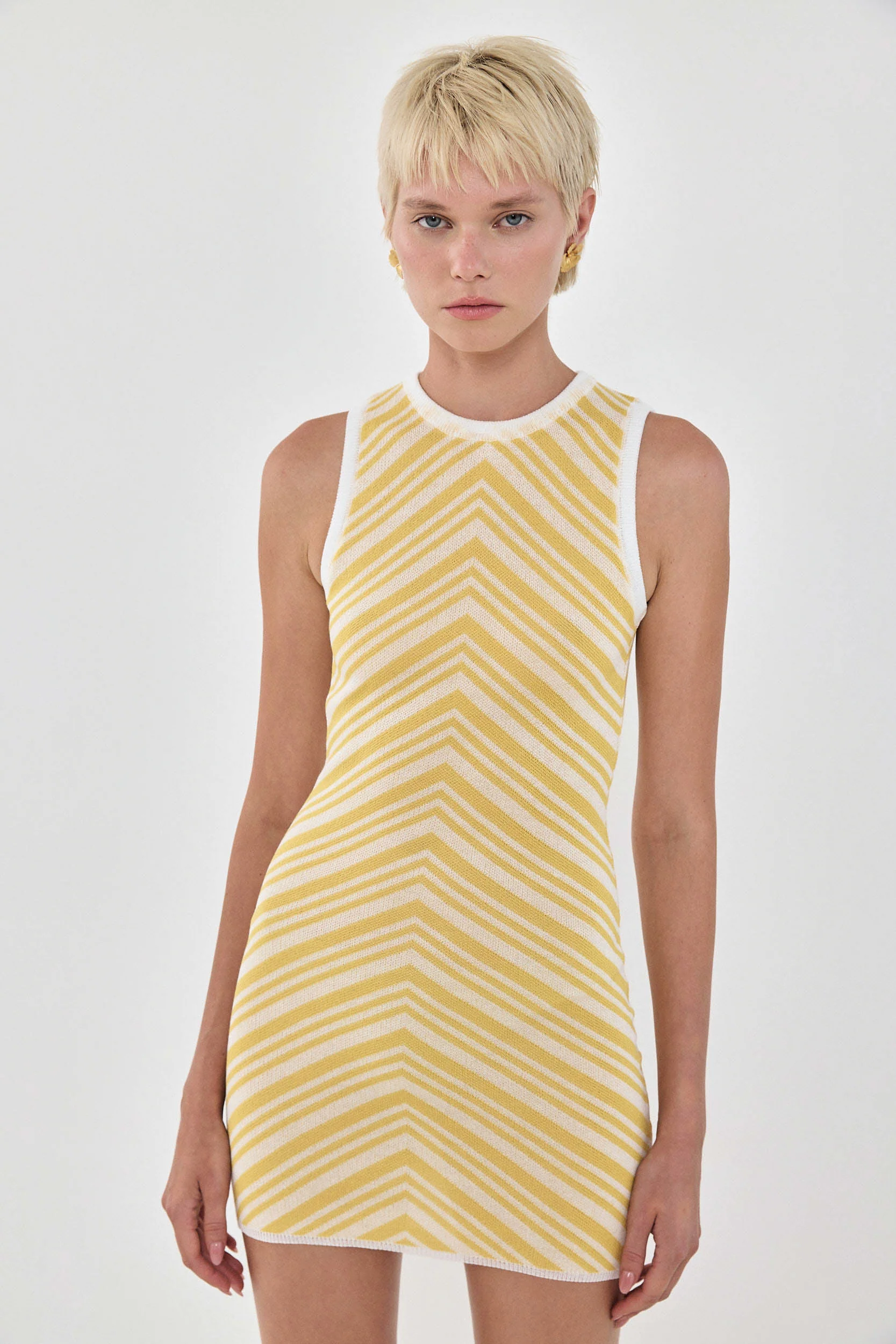Pattern Knitted Open Back Mini Dress - Image 2