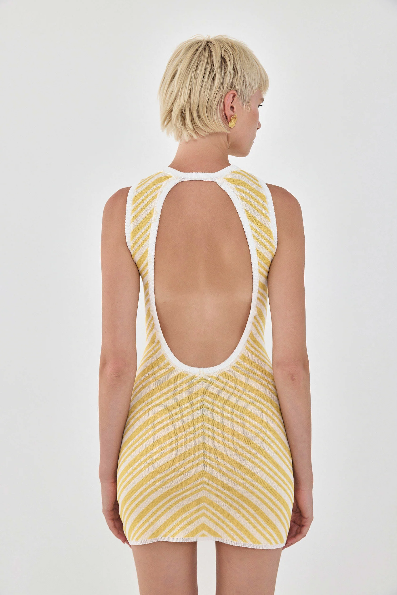 Pattern Knitted Open Back Mini Dress - Image 6