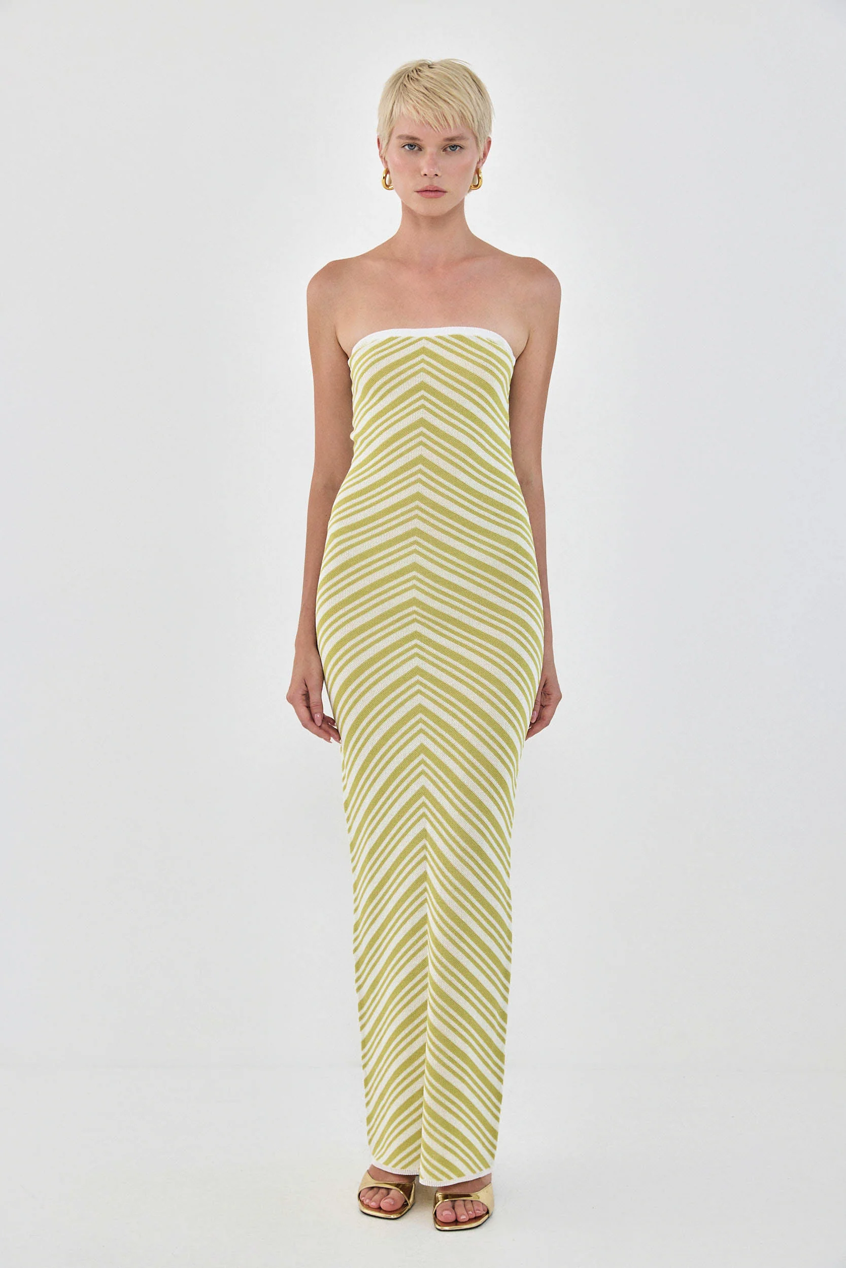 Pattern Knitted Strapless Dress