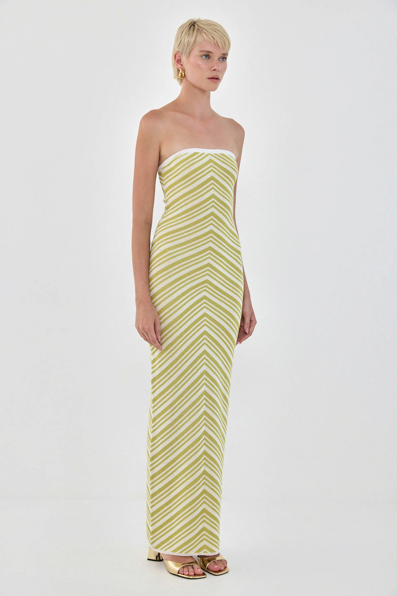Pattern Knitted Strapless Dress - Image 4