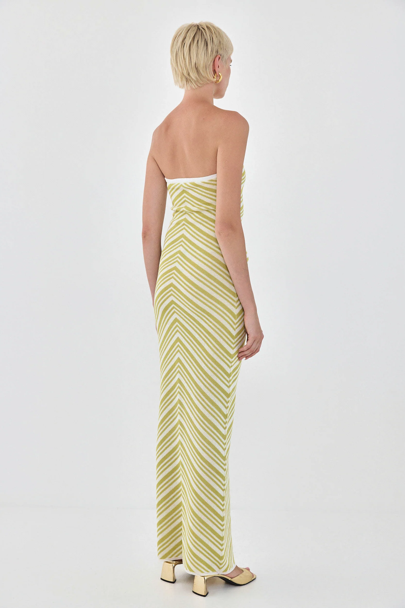Pattern Knitted Strapless Dress - Image 5