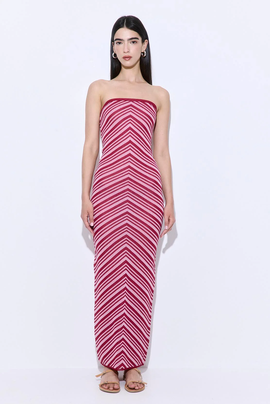 Pattern Knitted Strapless Dress