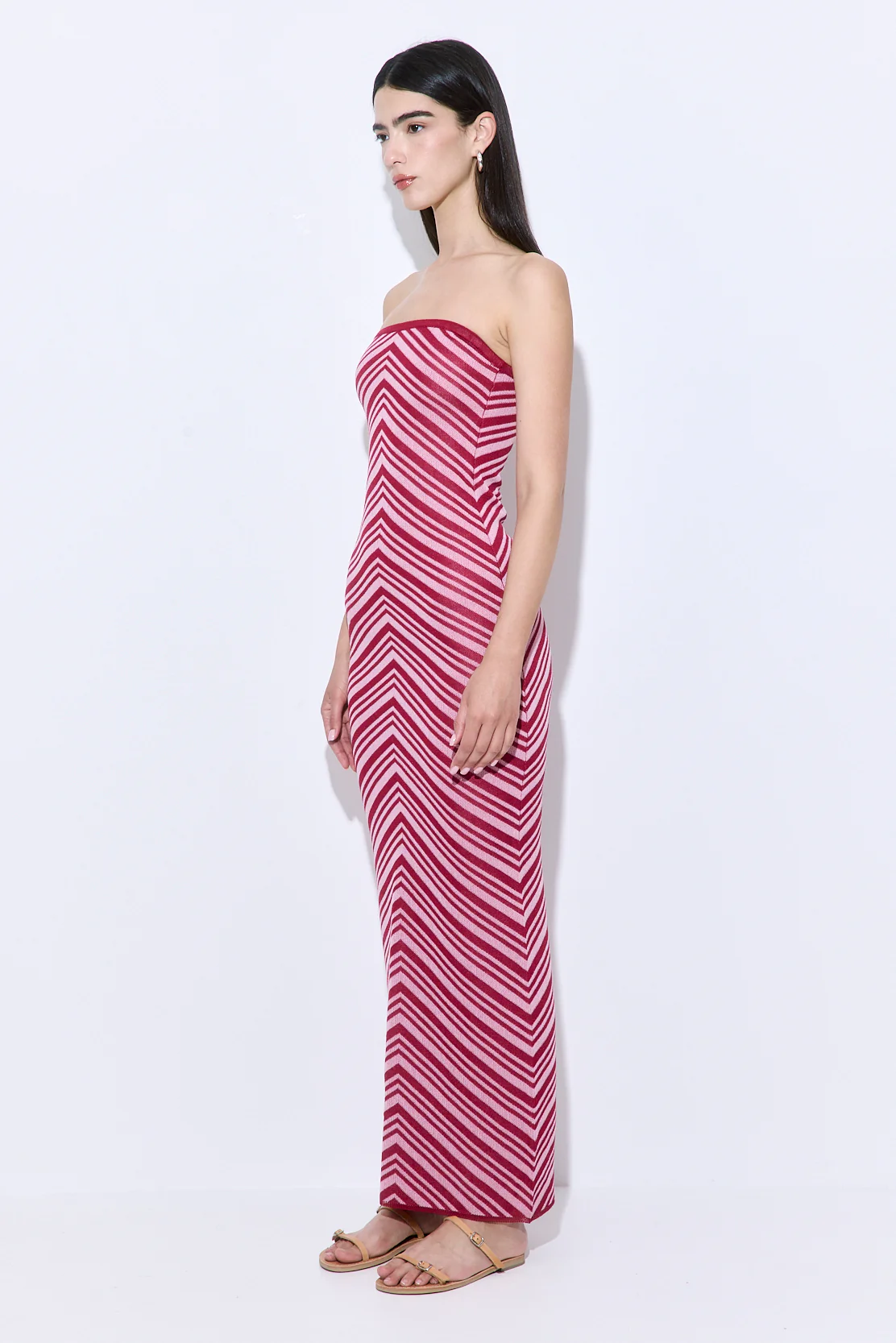Pattern Knitted Strapless Dress - Image 4