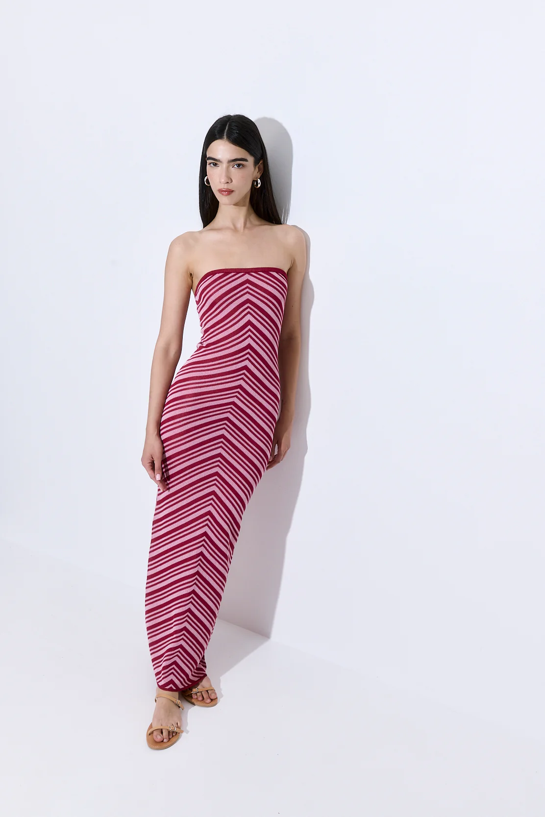 Pattern Knitted Strapless Dress - Image 6