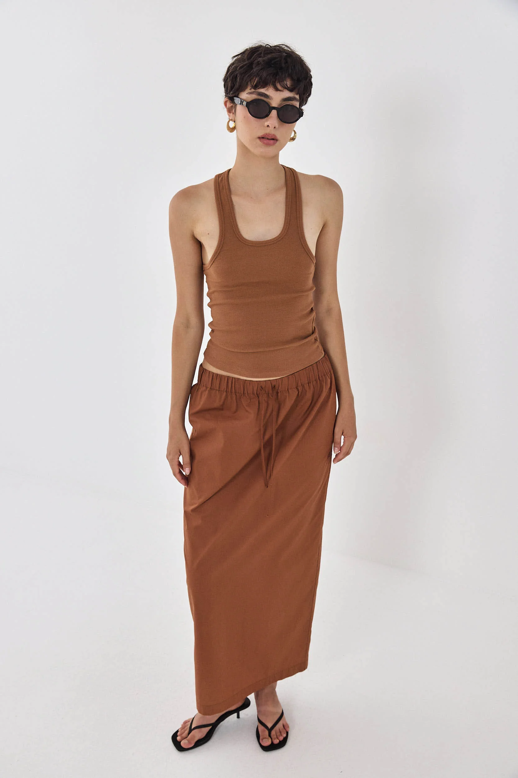 Poplin Gathered Maxi Skirt - Image 3