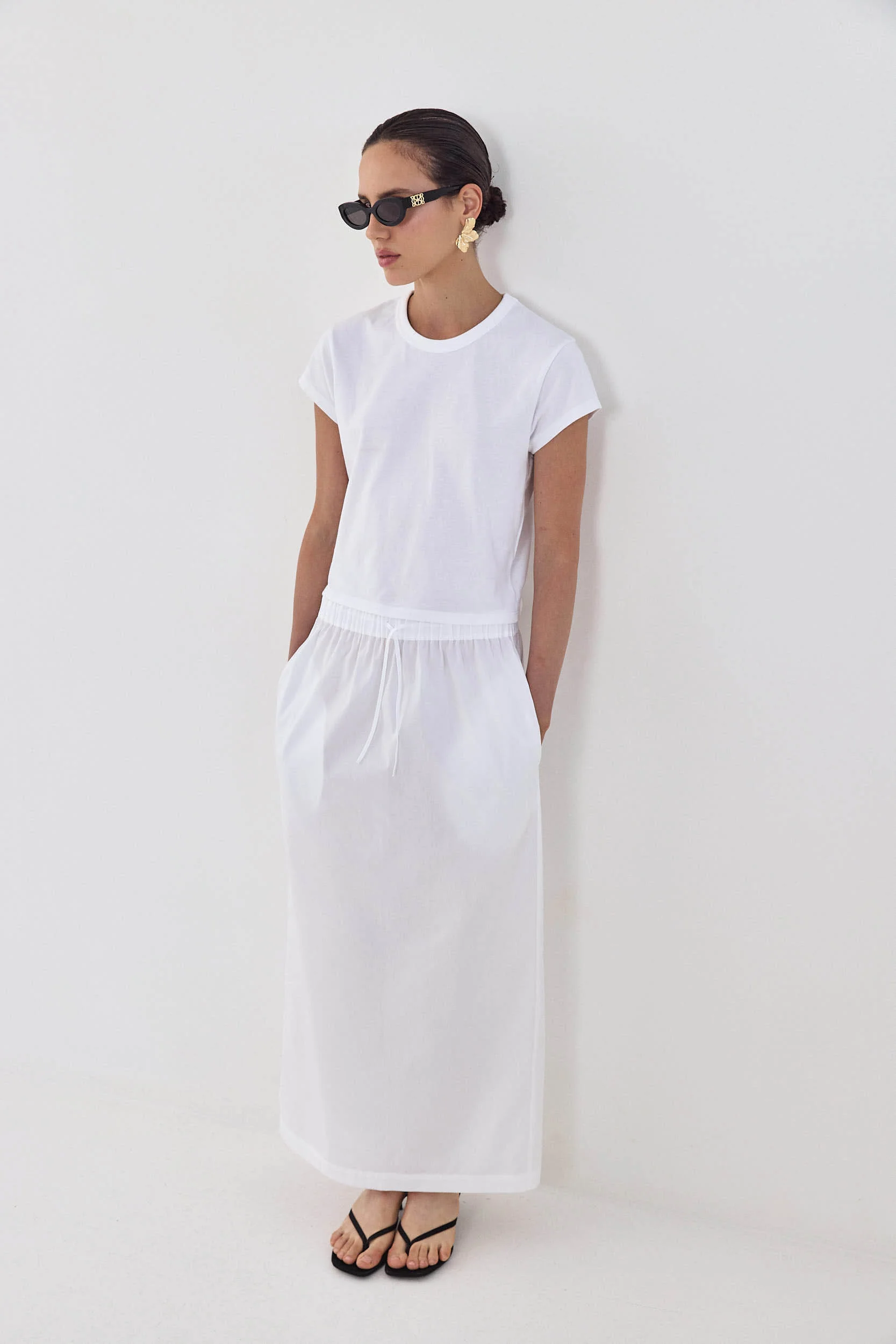 Poplin Gathered Maxi Skirt - Image 3