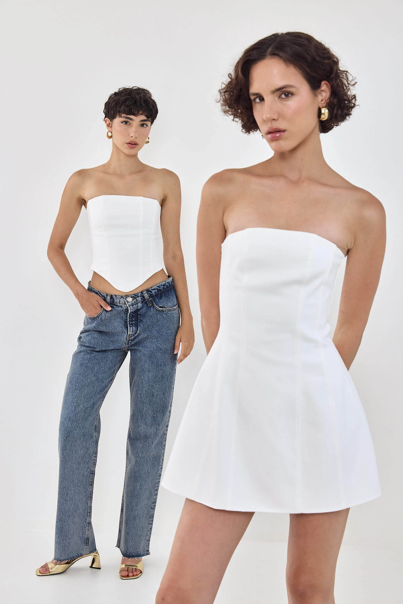 Volume Strapless Mini Dress - Image 9
