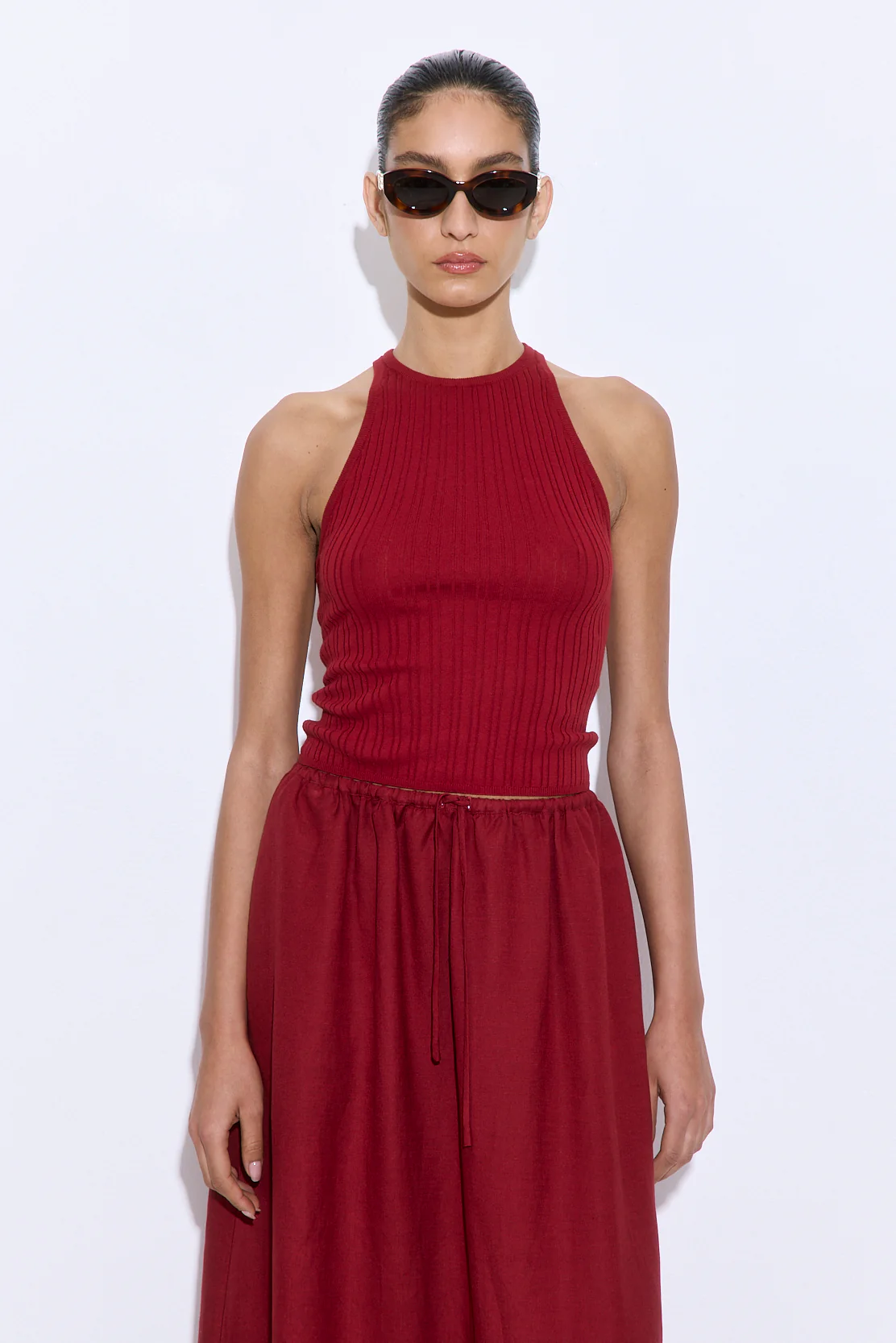 Ribbed Crew Neck Tank Top