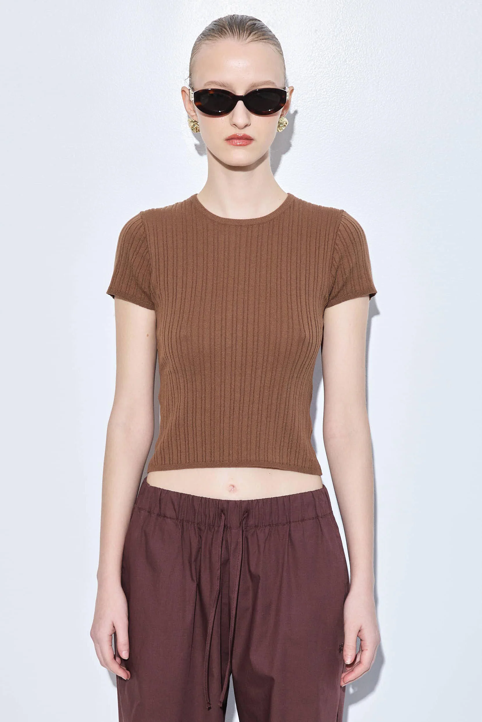 Ribbed Crew Neck Tee
