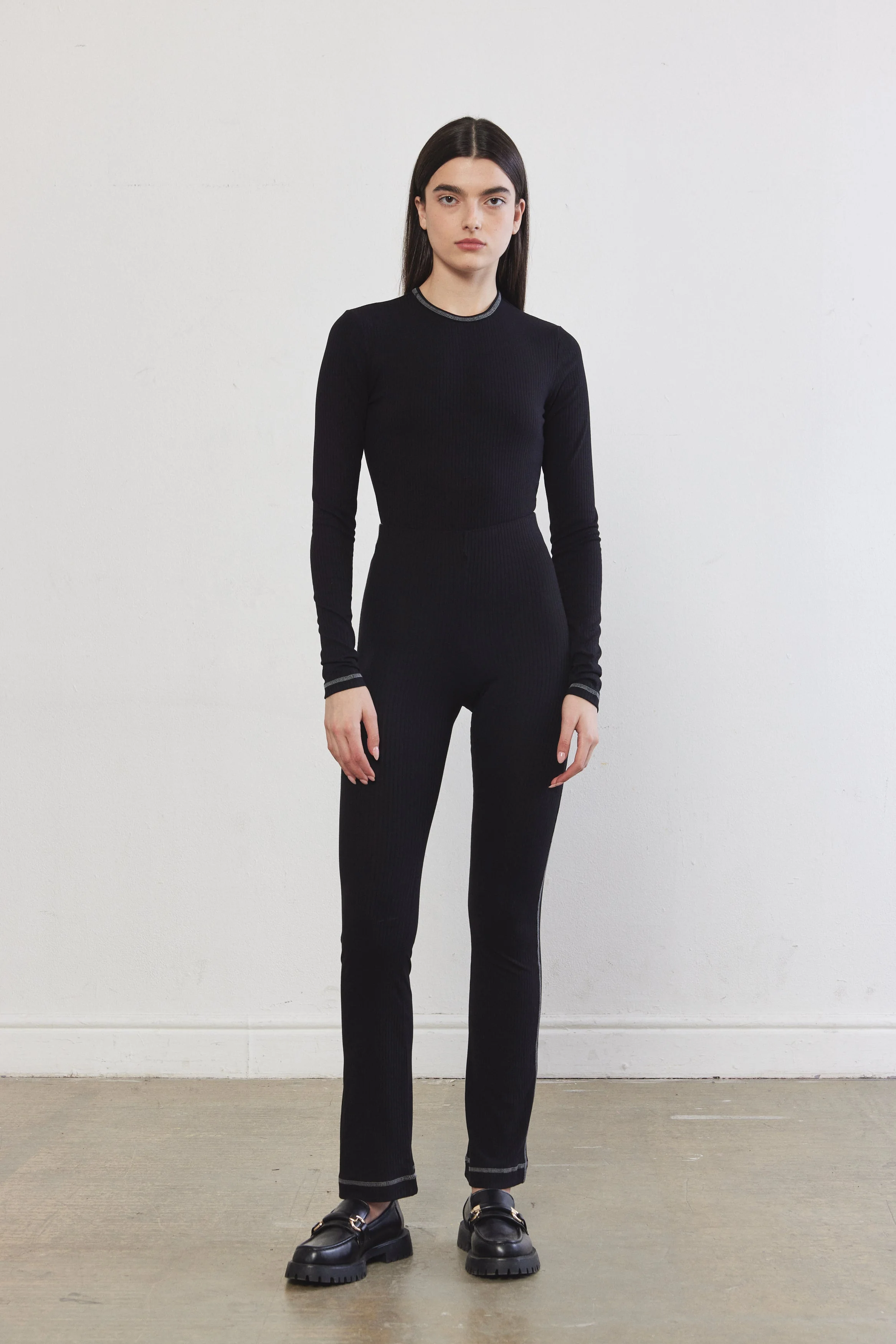Ribbed Flat-Lock Flare Leggings - Image 3