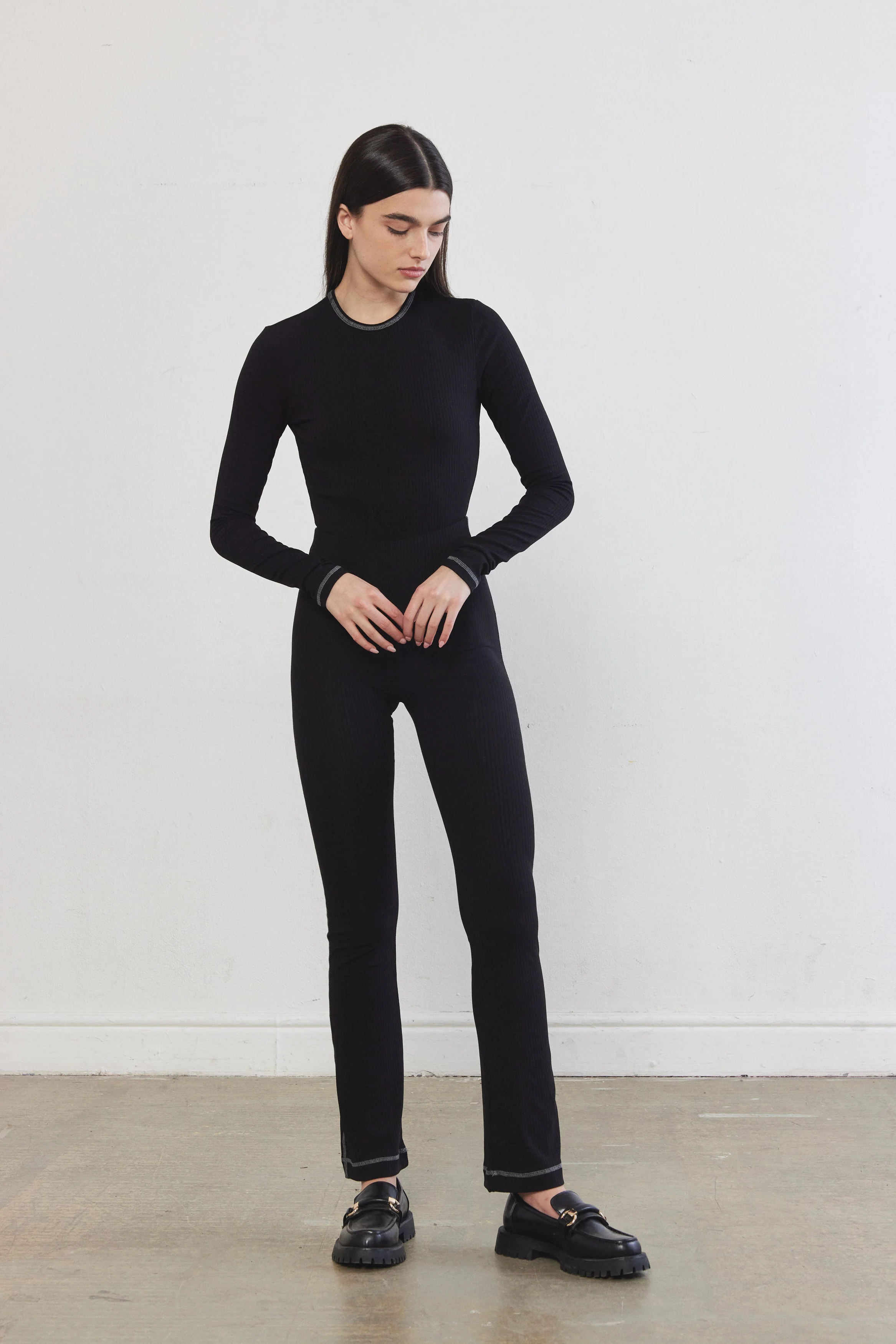 Ribbed Flat-Lock Flare Leggings - Image 8
