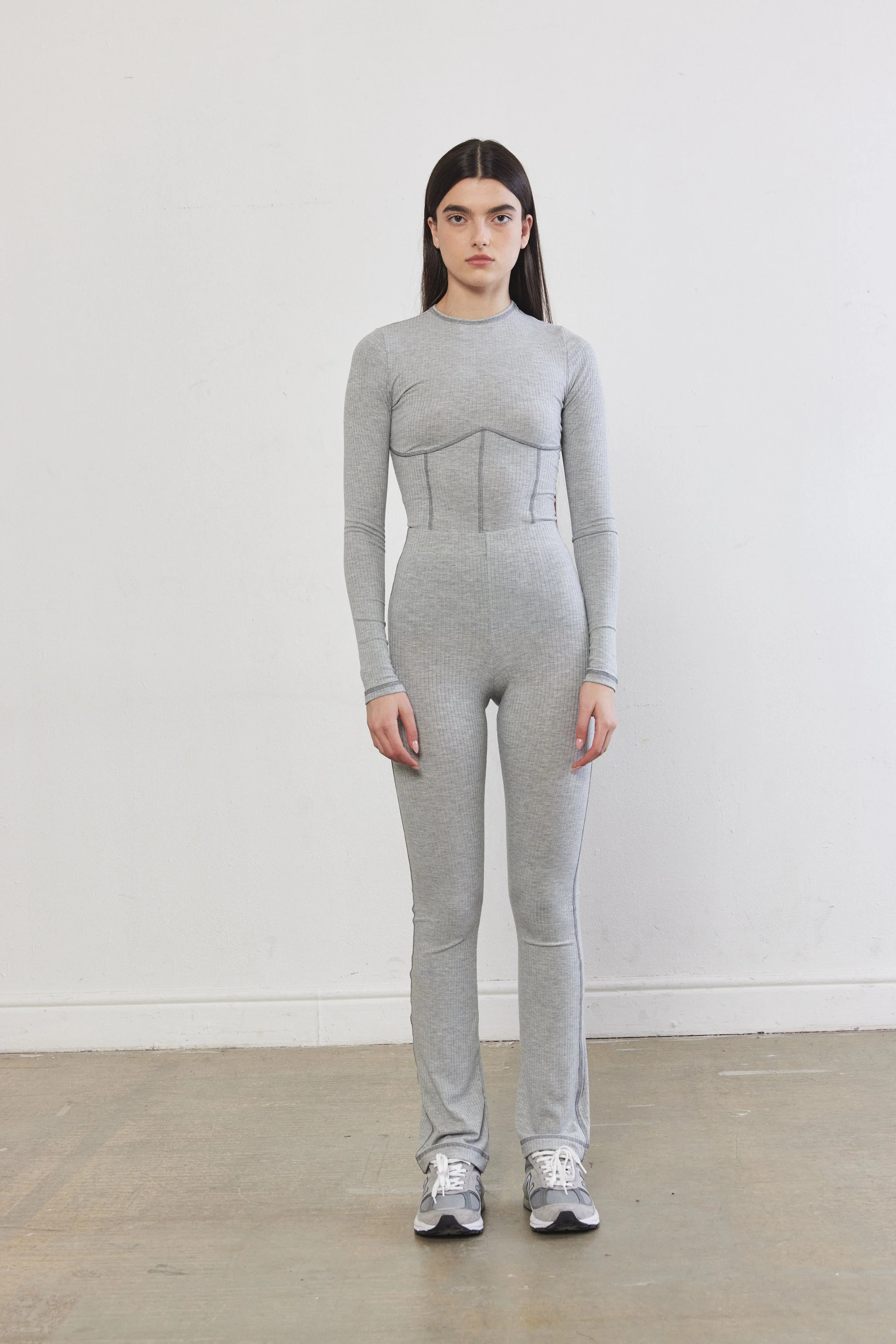 Ribbed Flat-Lock Flare Leggings