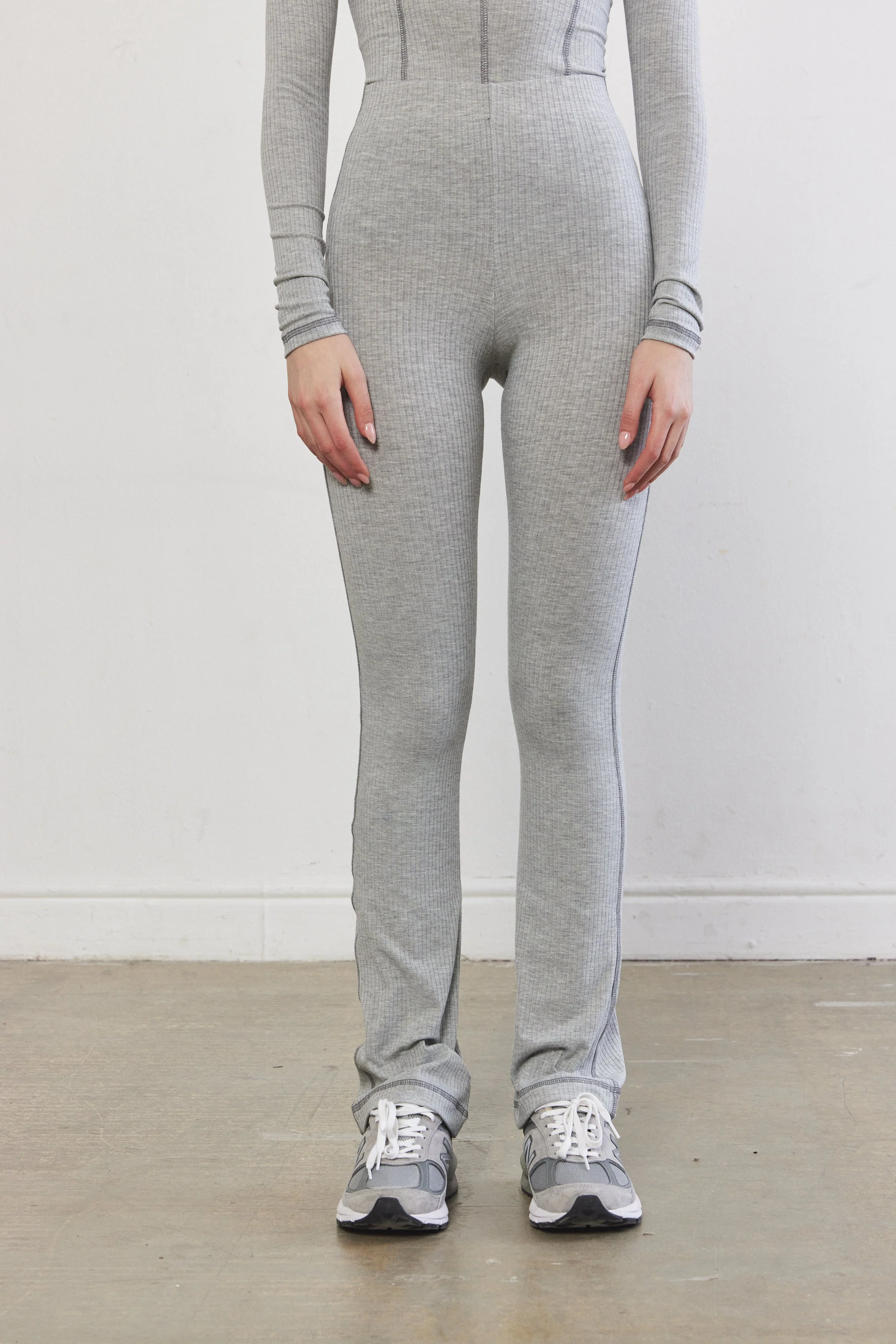 Ribbed Flat-Lock Flare Leggings - Image 2