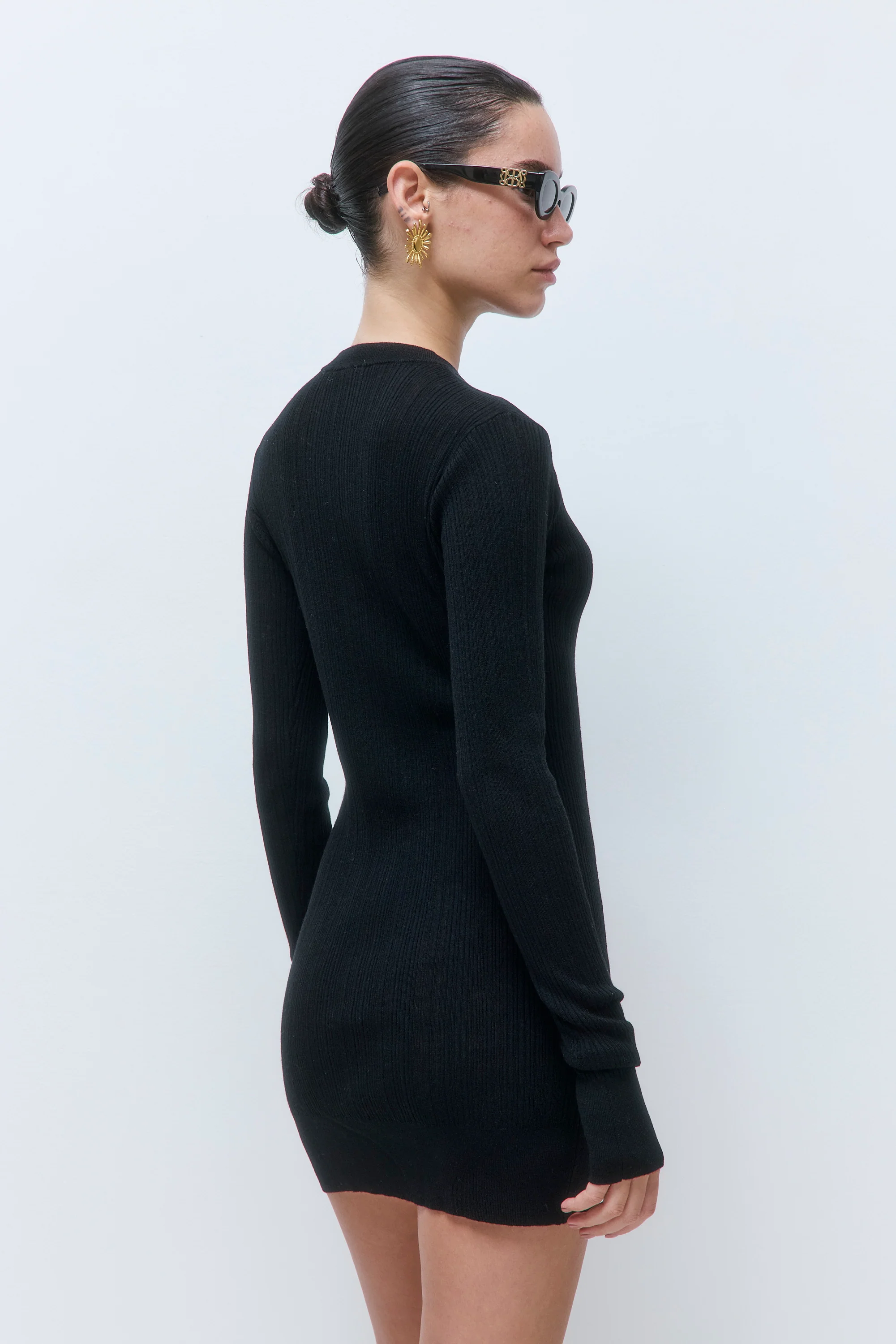 Ribbed Long Sleeve Mini Dress - Image 5