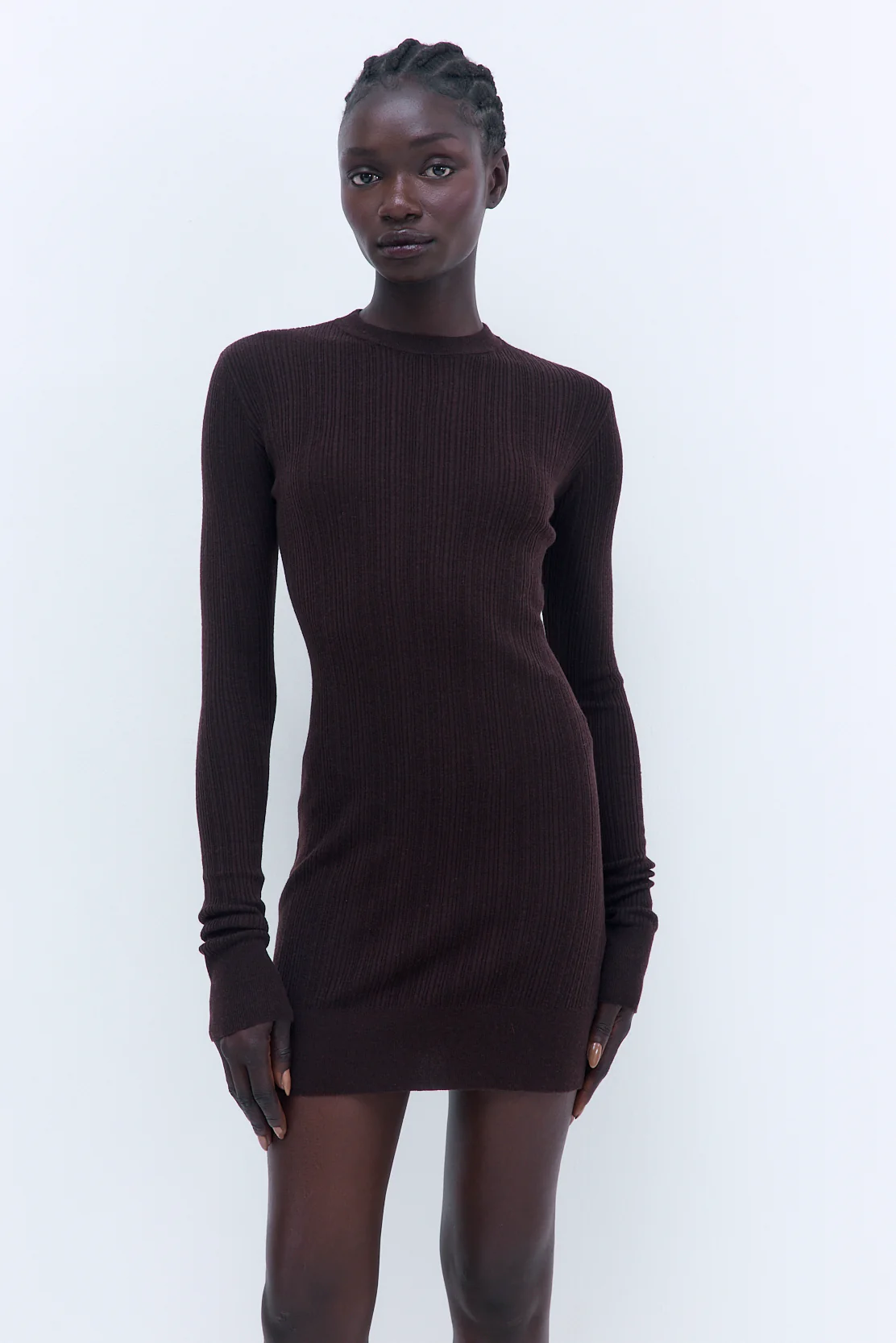 Ribbed Long Sleeve Mini Dress