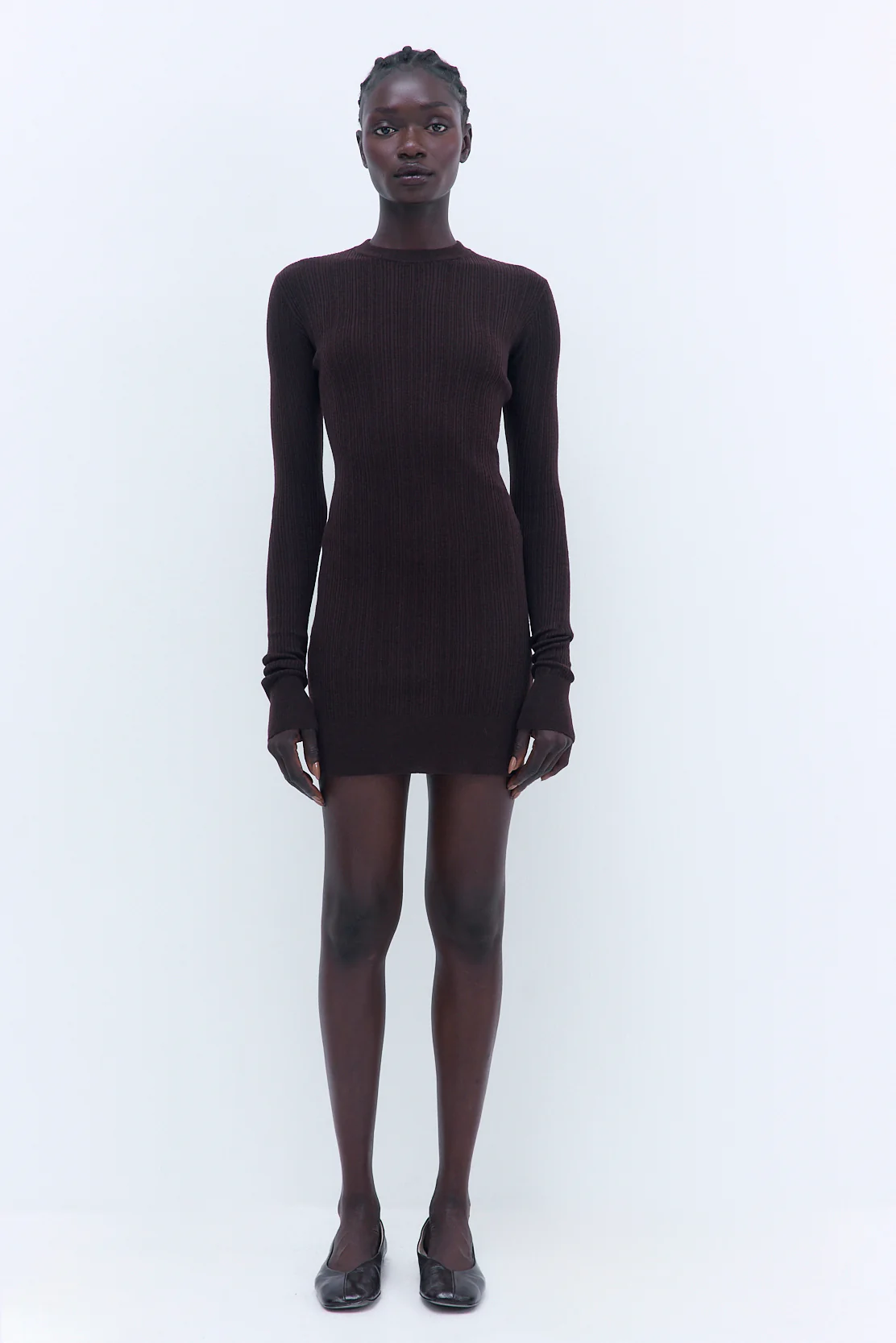 Ribbed Long Sleeve Mini Dress - Image 2