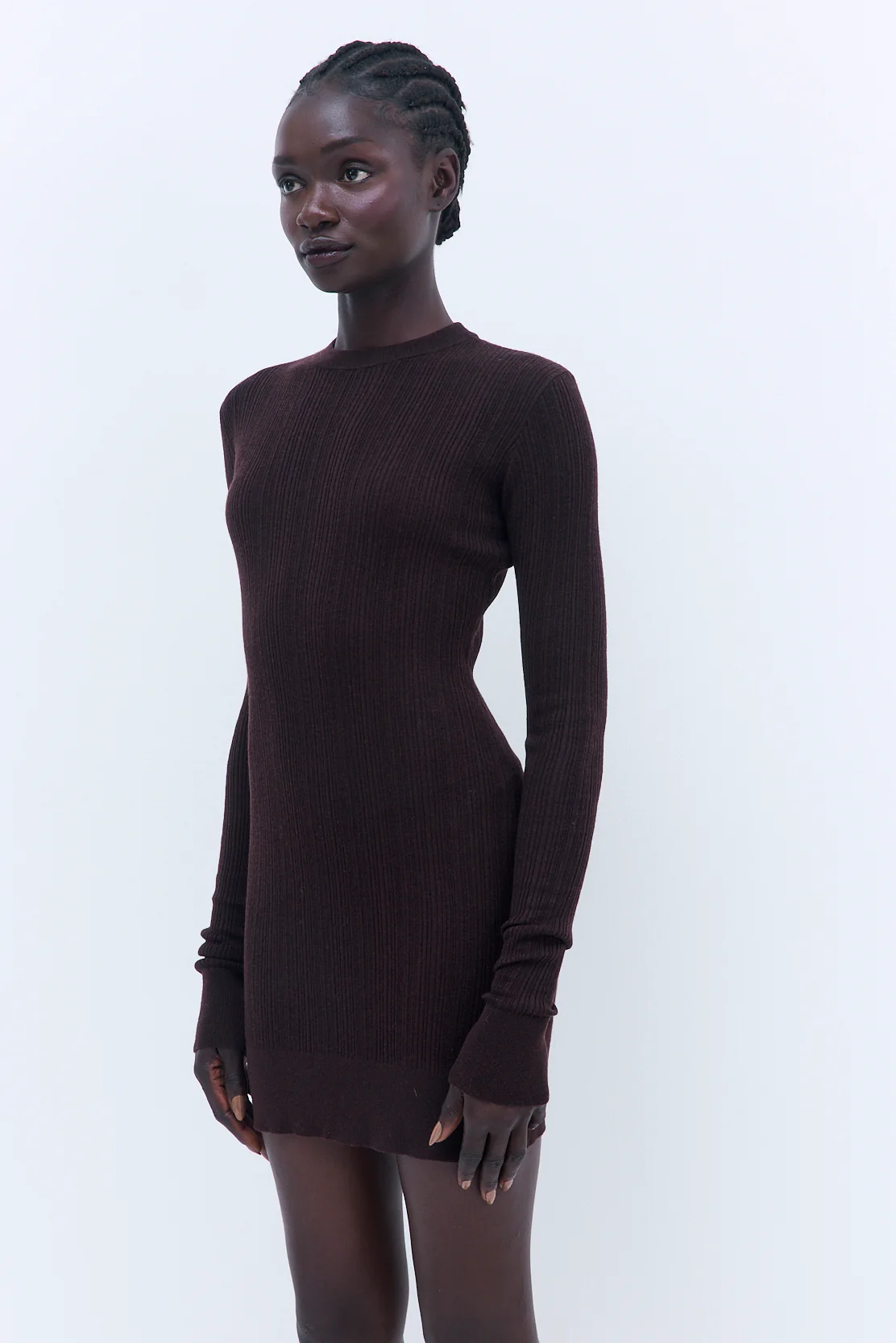 Ribbed Long Sleeve Mini Dress - Image 4