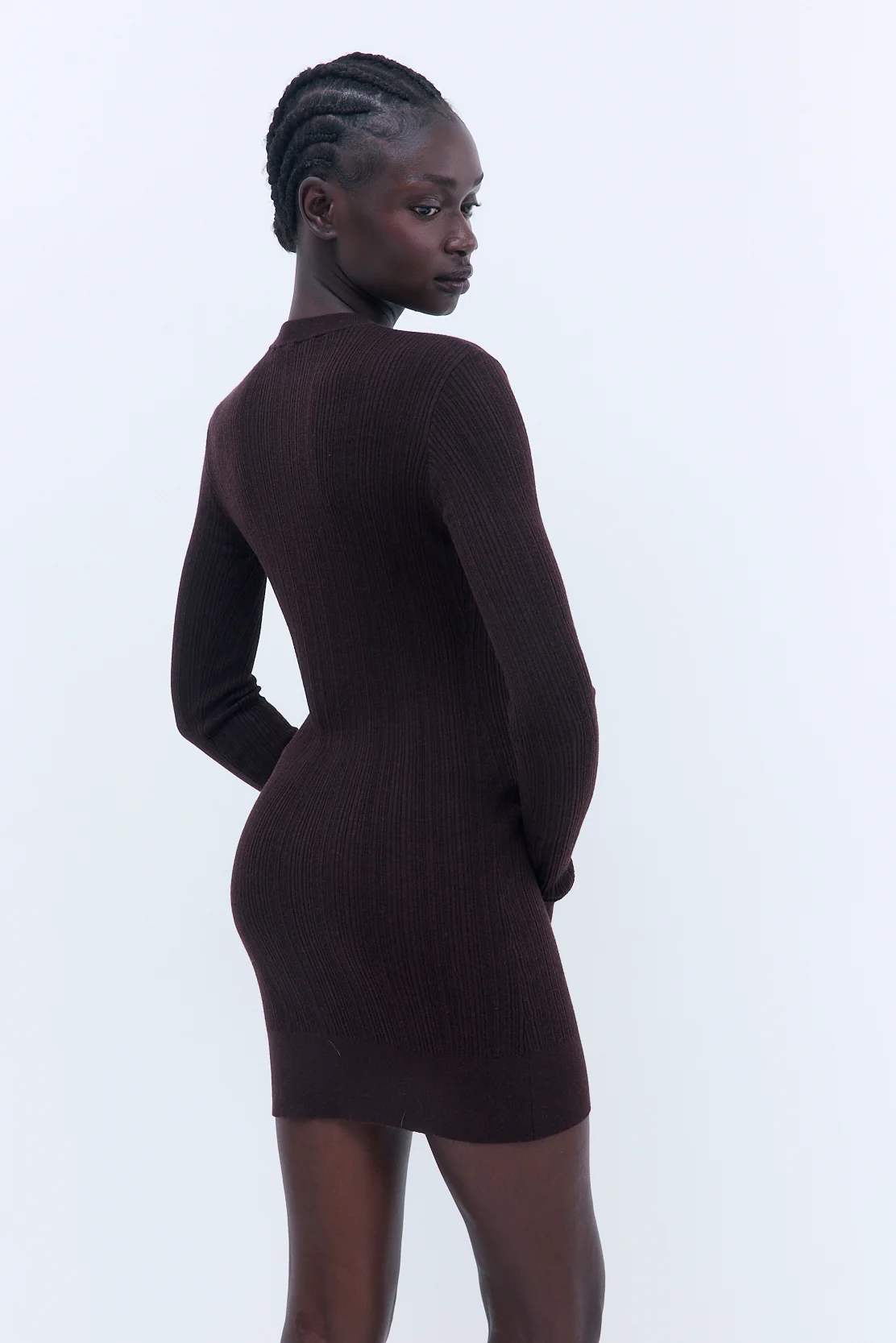 Ribbed Long Sleeve Mini Dress - Image 5