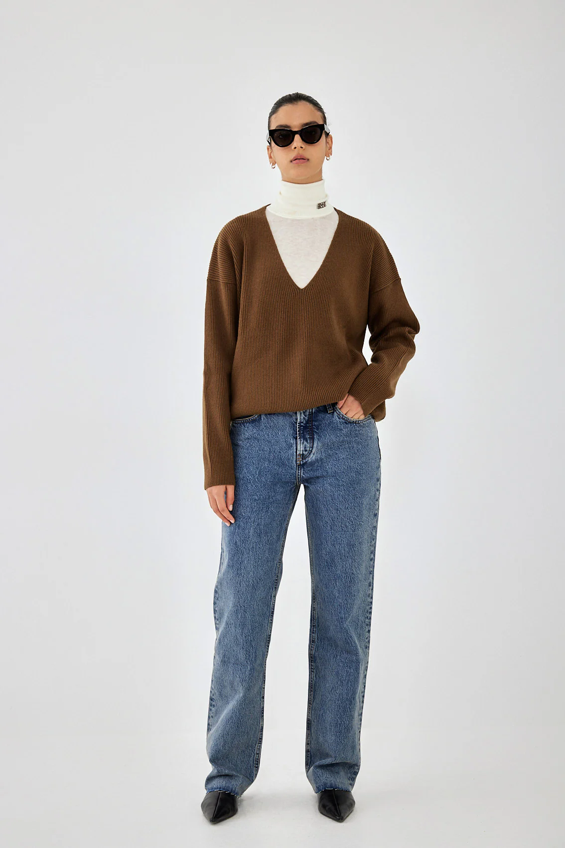 Ribbed V Neck Sweater - Image 2