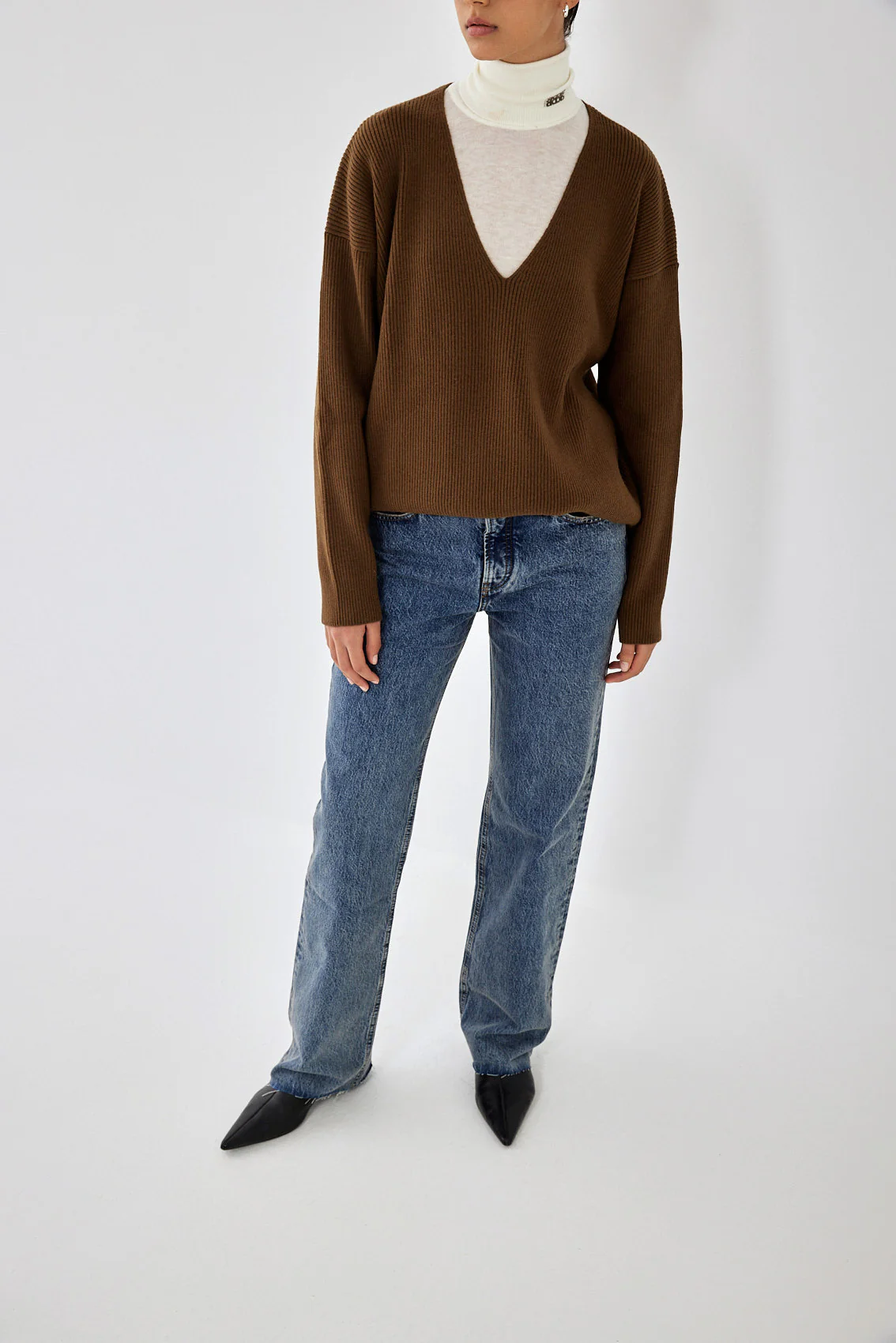 Ribbed V Neck Sweater - Image 3