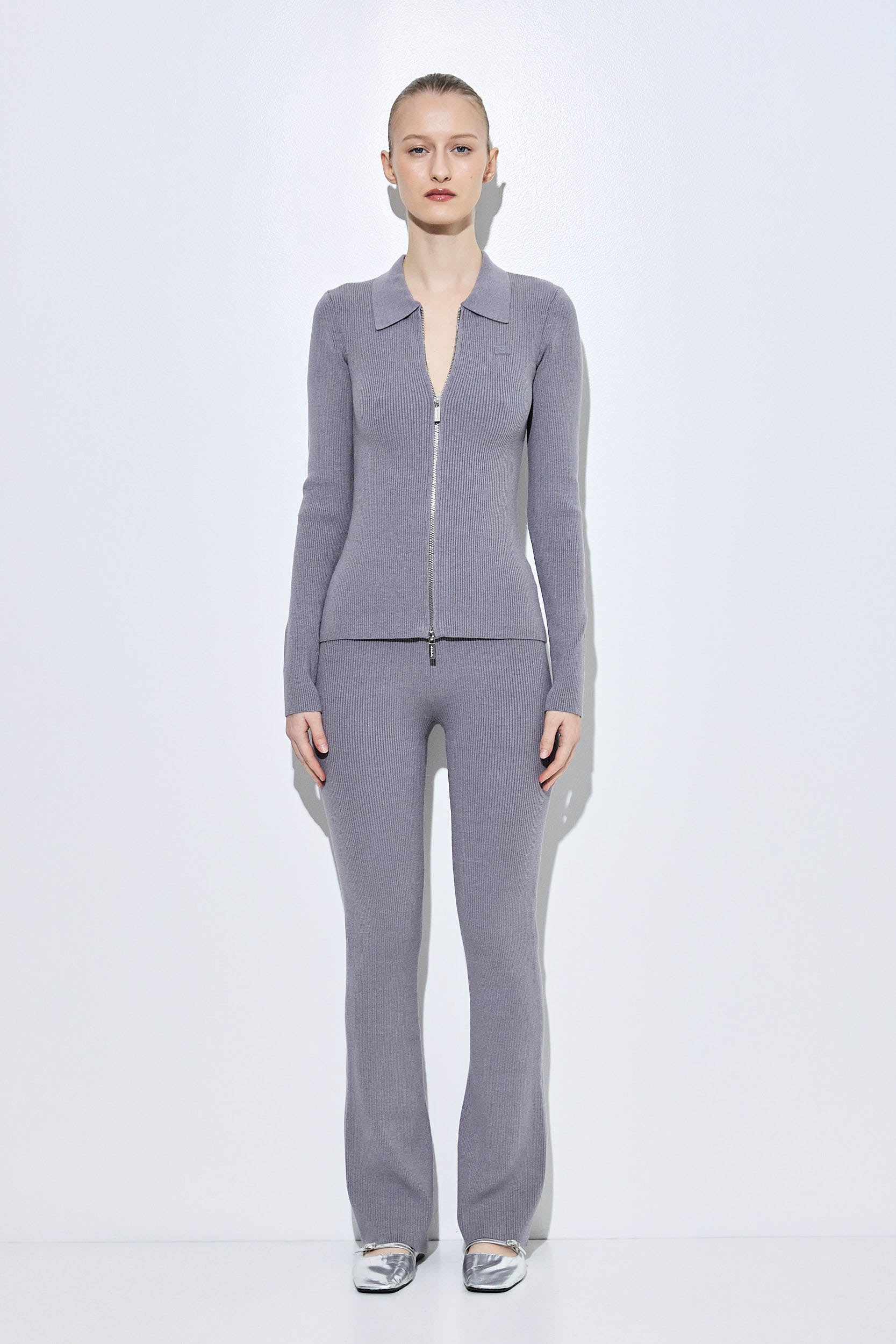 Ribbed Zipper Cardigan - Image 2