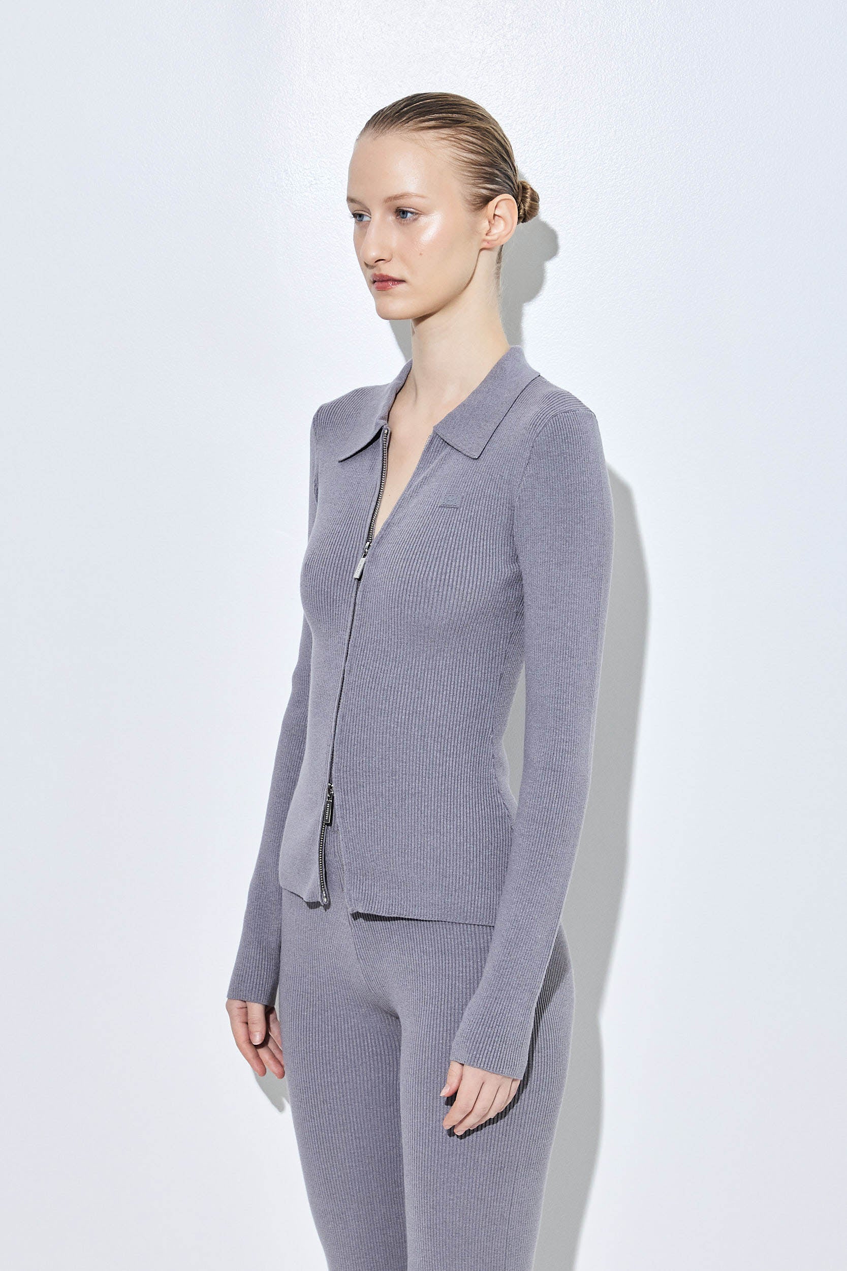 Ribbed Zipper Cardigan - Image 4