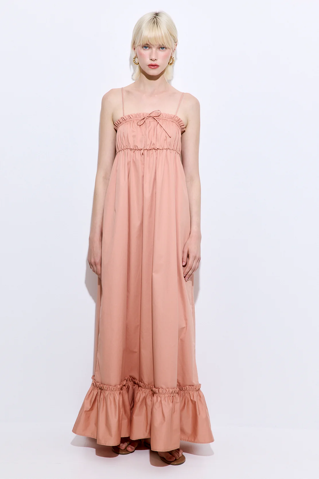 Ruffled Poplin Maxi Dress