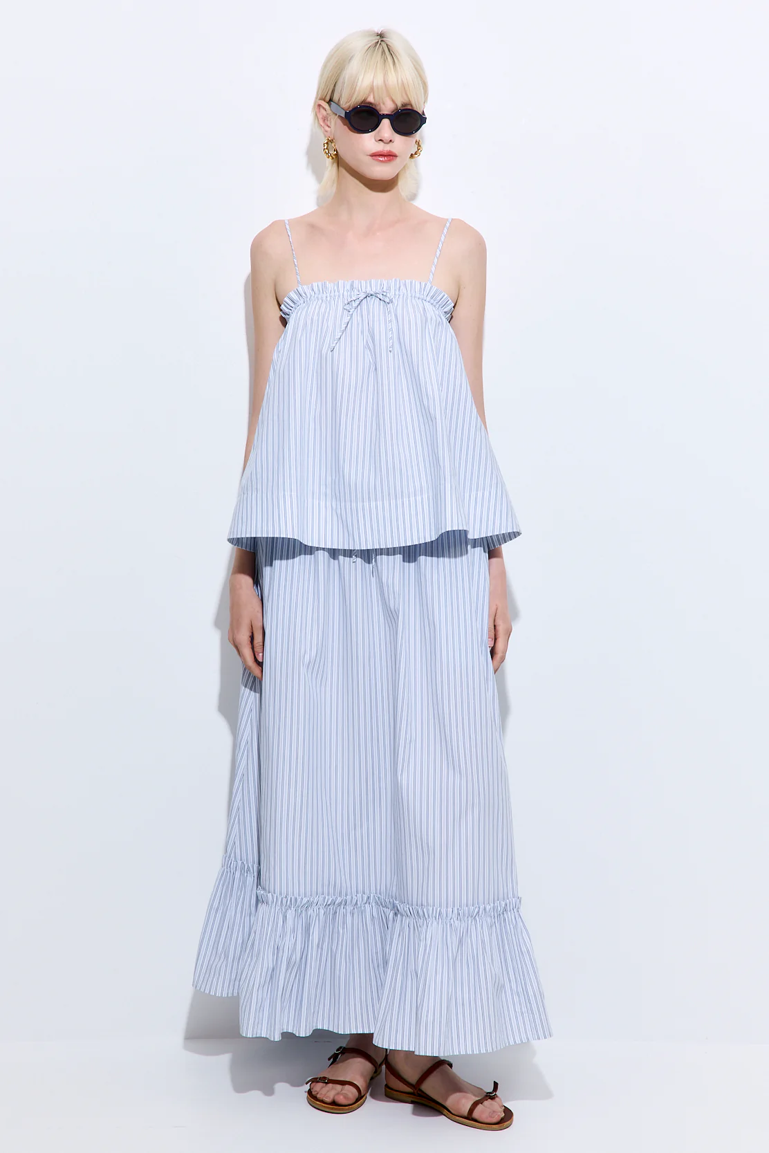 Ruffled Poplin Maxi Skirt