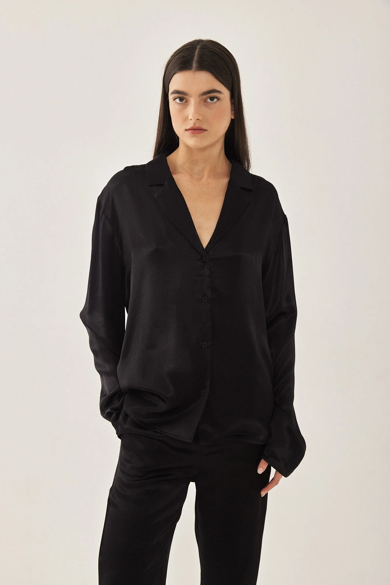 Satin Button Up Blouse
